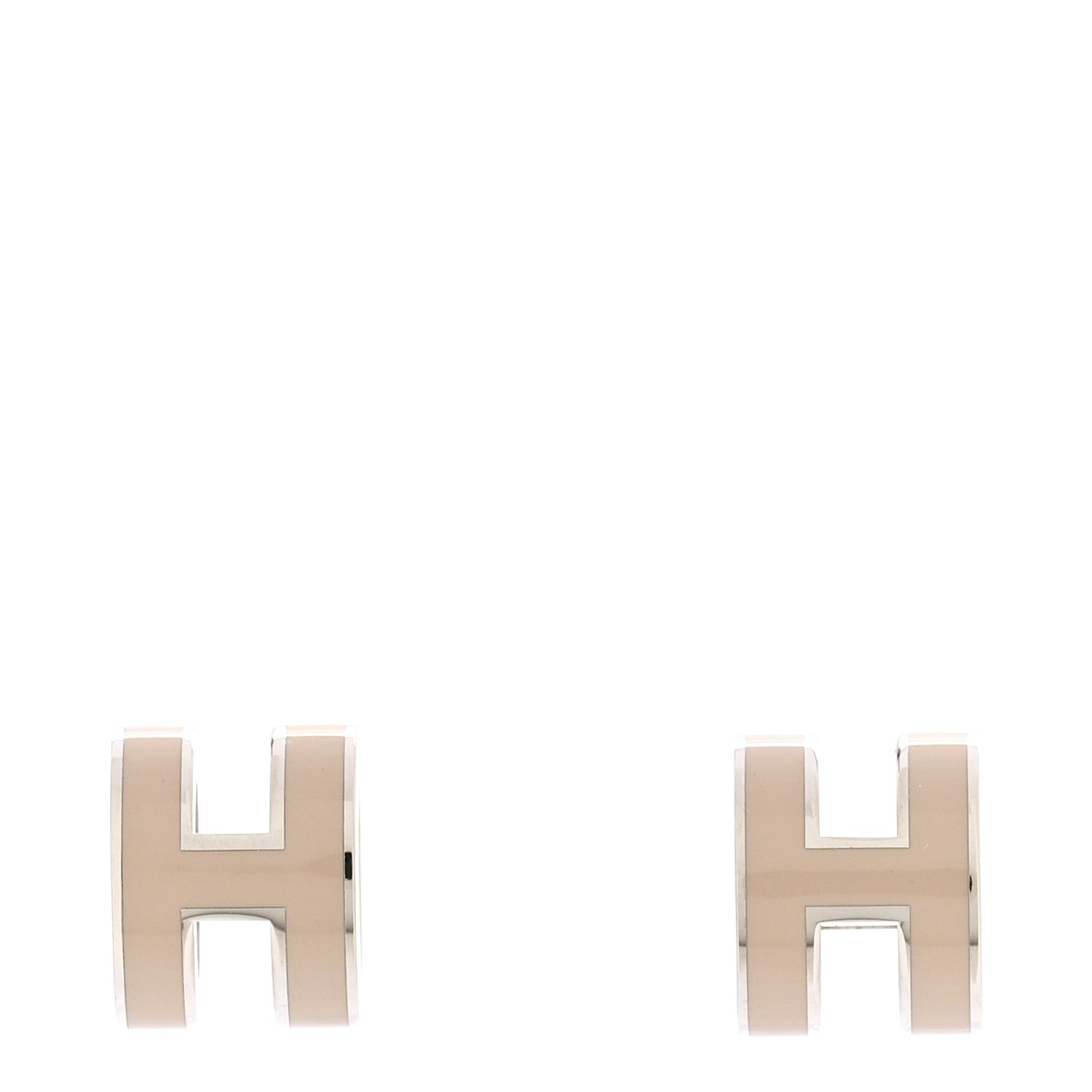 Palladium Lacquered Mini Pop H Earrings Marron Glace