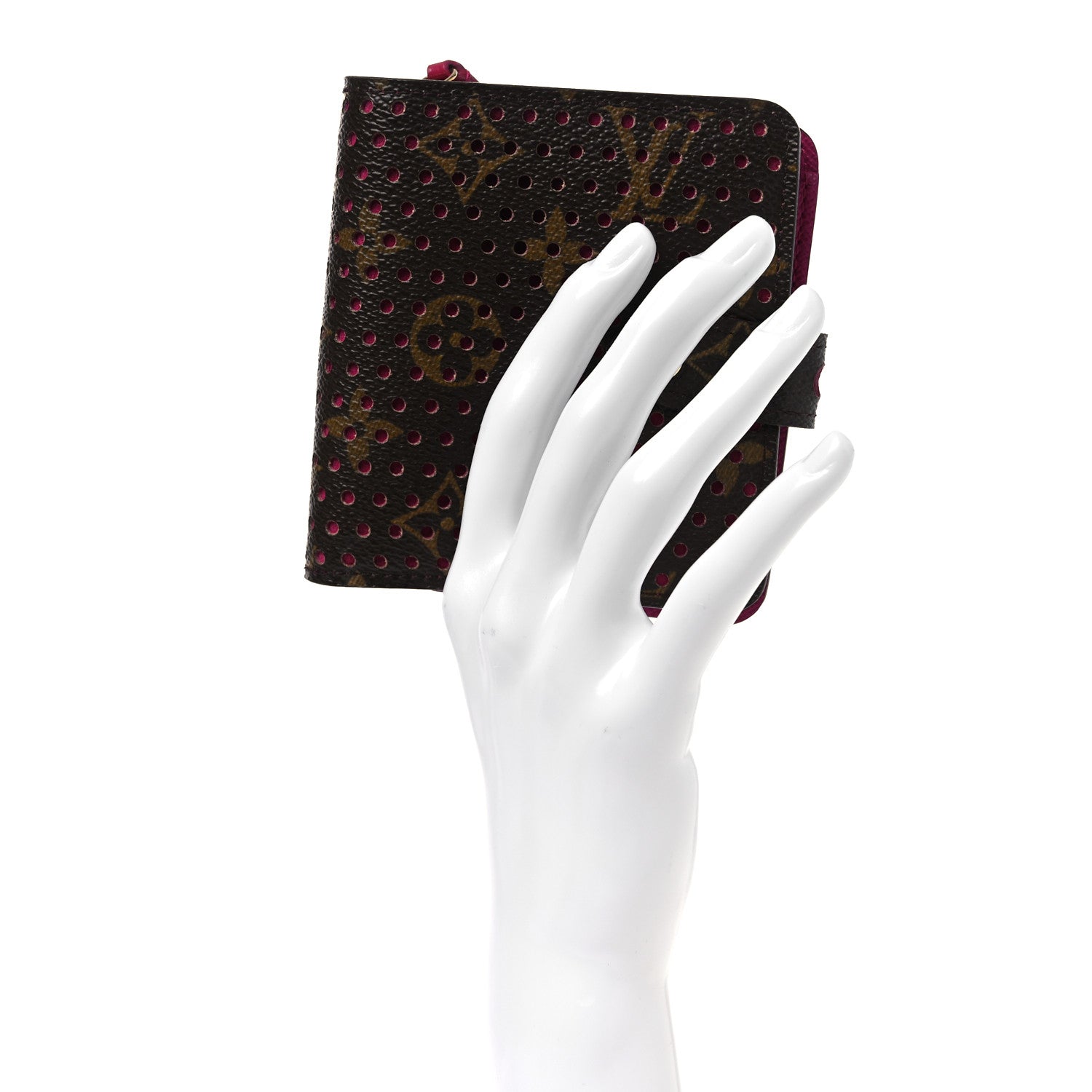 Monogram Perforated Compact Zipped Wallet Fuchsia