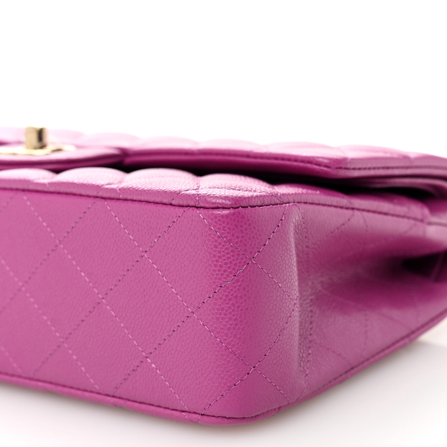 Caviar Quilted Medium Double Flap Purple