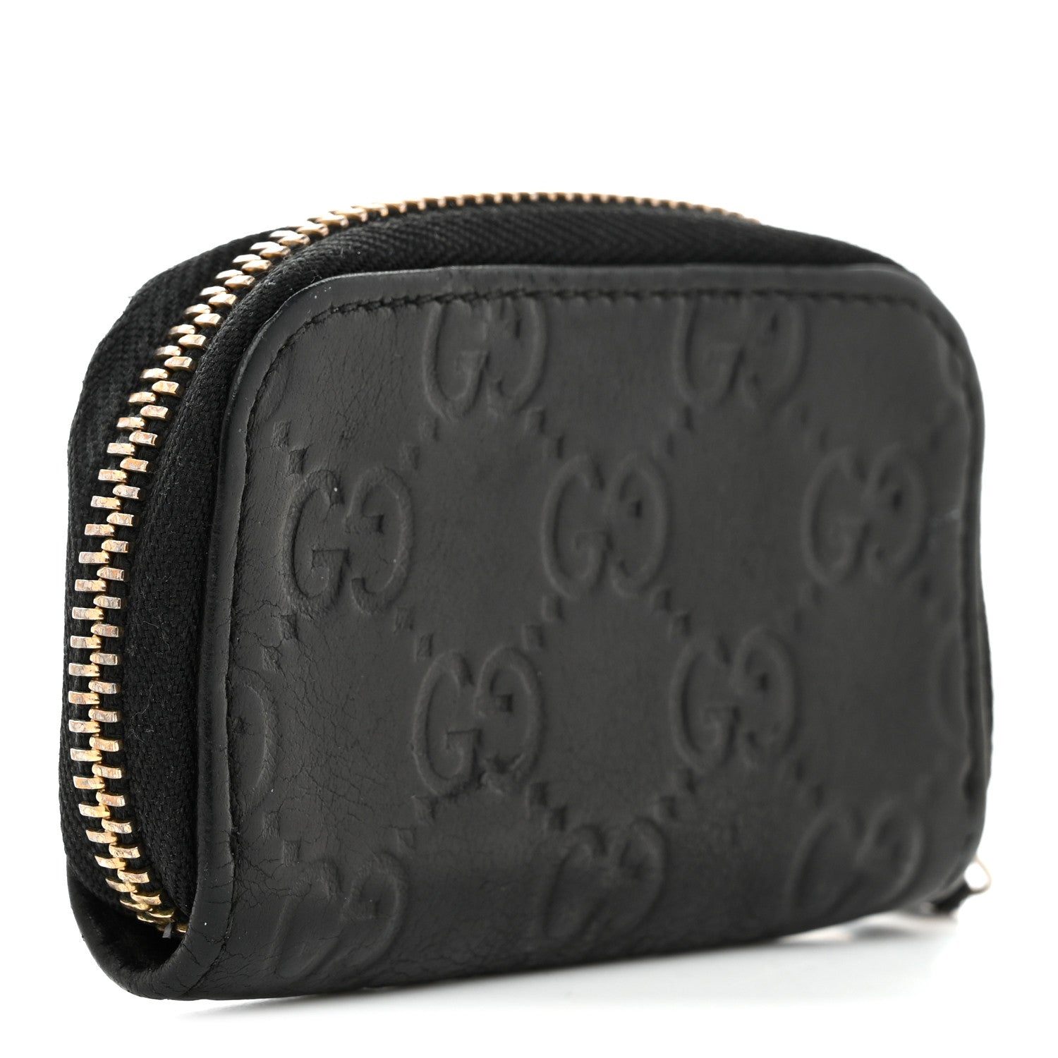 Guccissima Zip Around Coin Purse Wallet Black