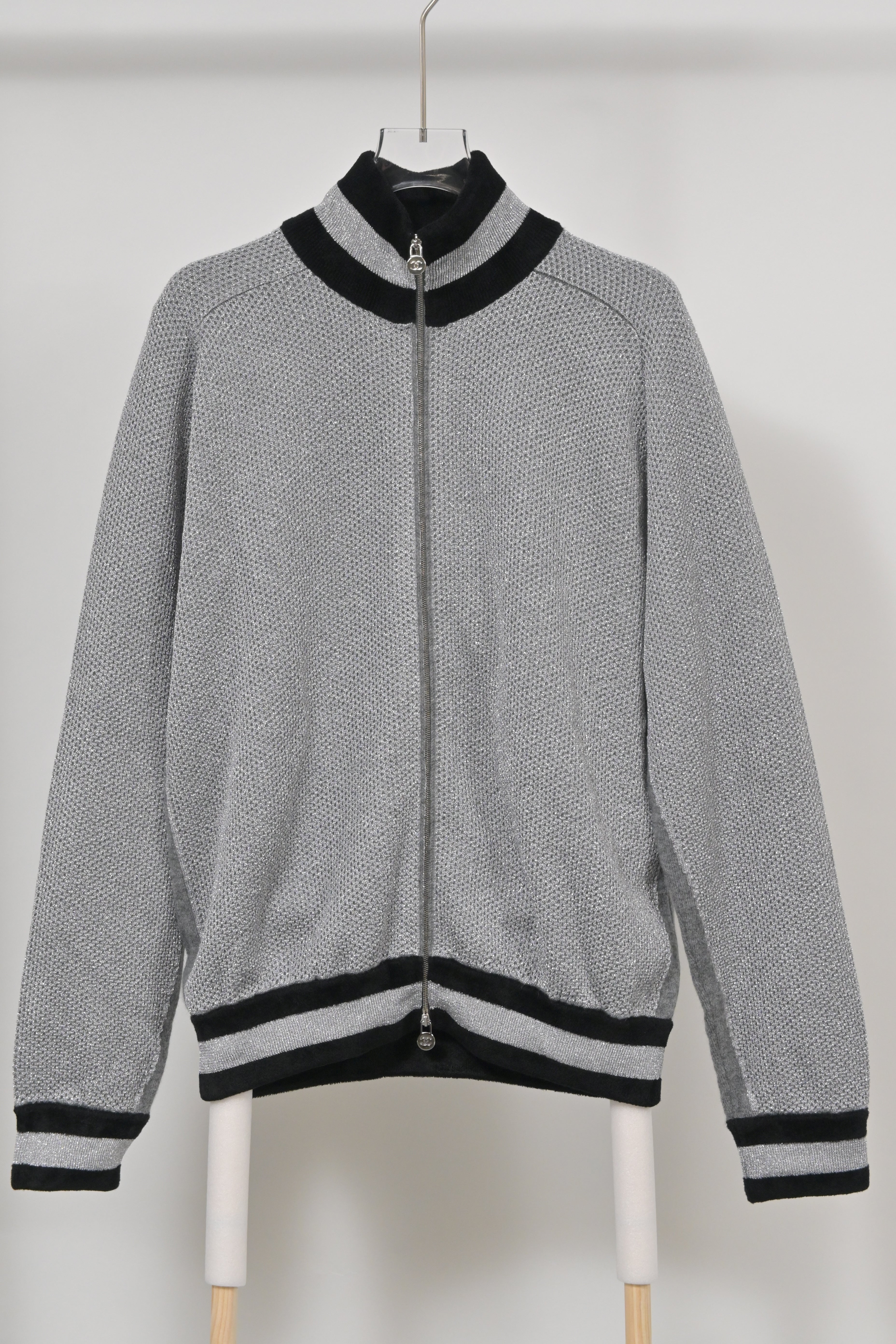 Men's Chanel Zip-Up Jacket in Silver Viscose
