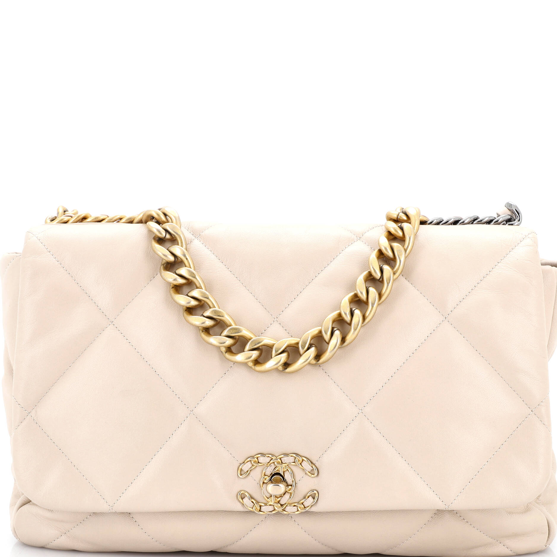 19 Flap Bag Quilted Leather Maxi