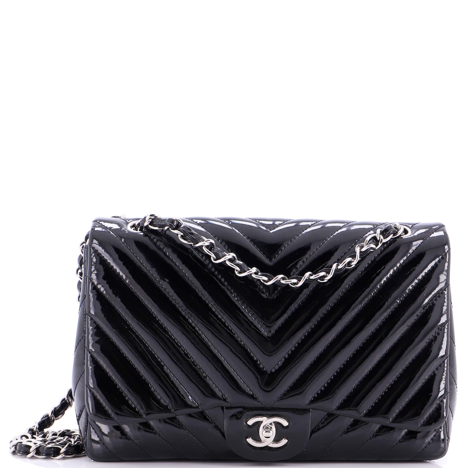 Classic Single Flap Bag Chevron Patent Maxi