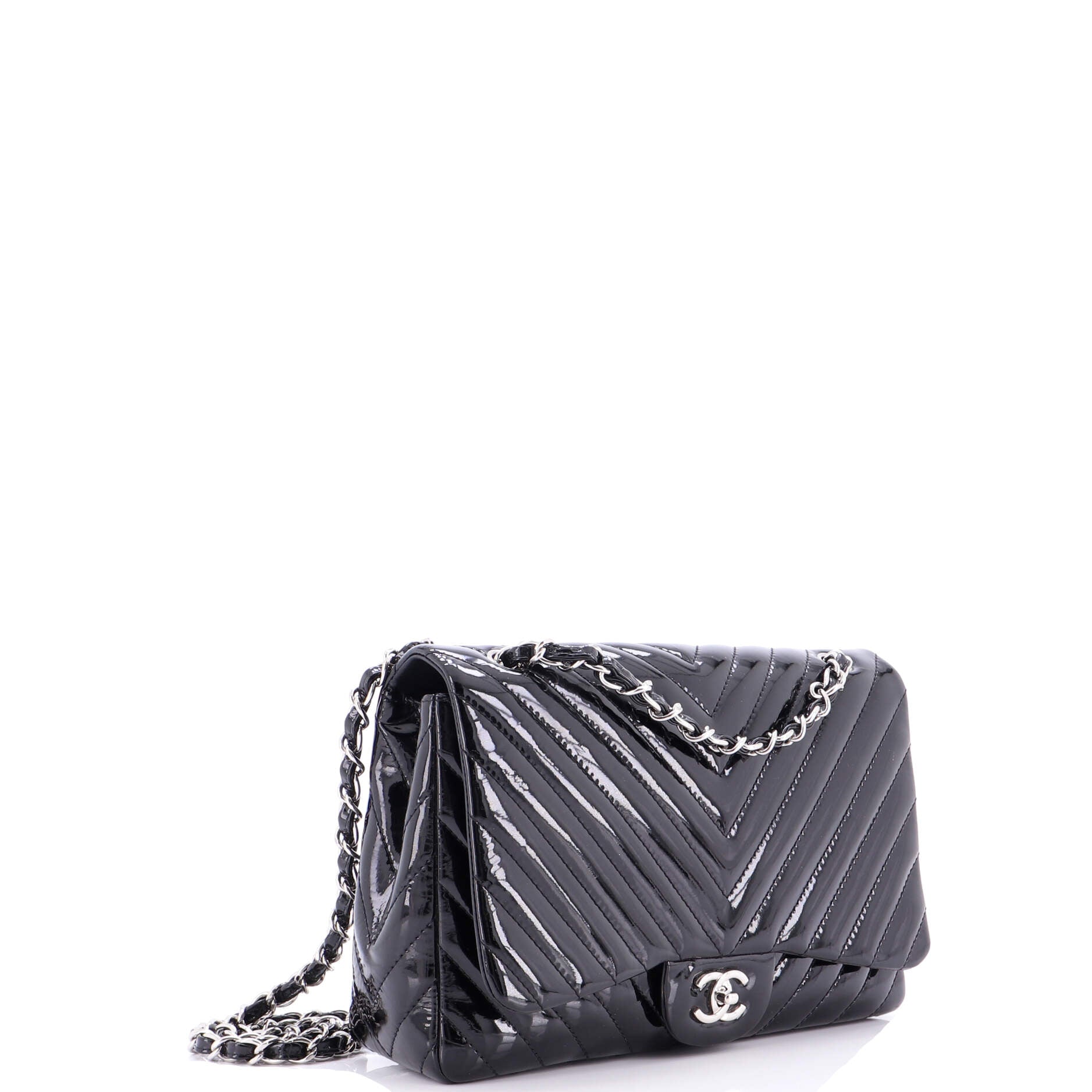 Classic Single Flap Bag Chevron Patent Maxi