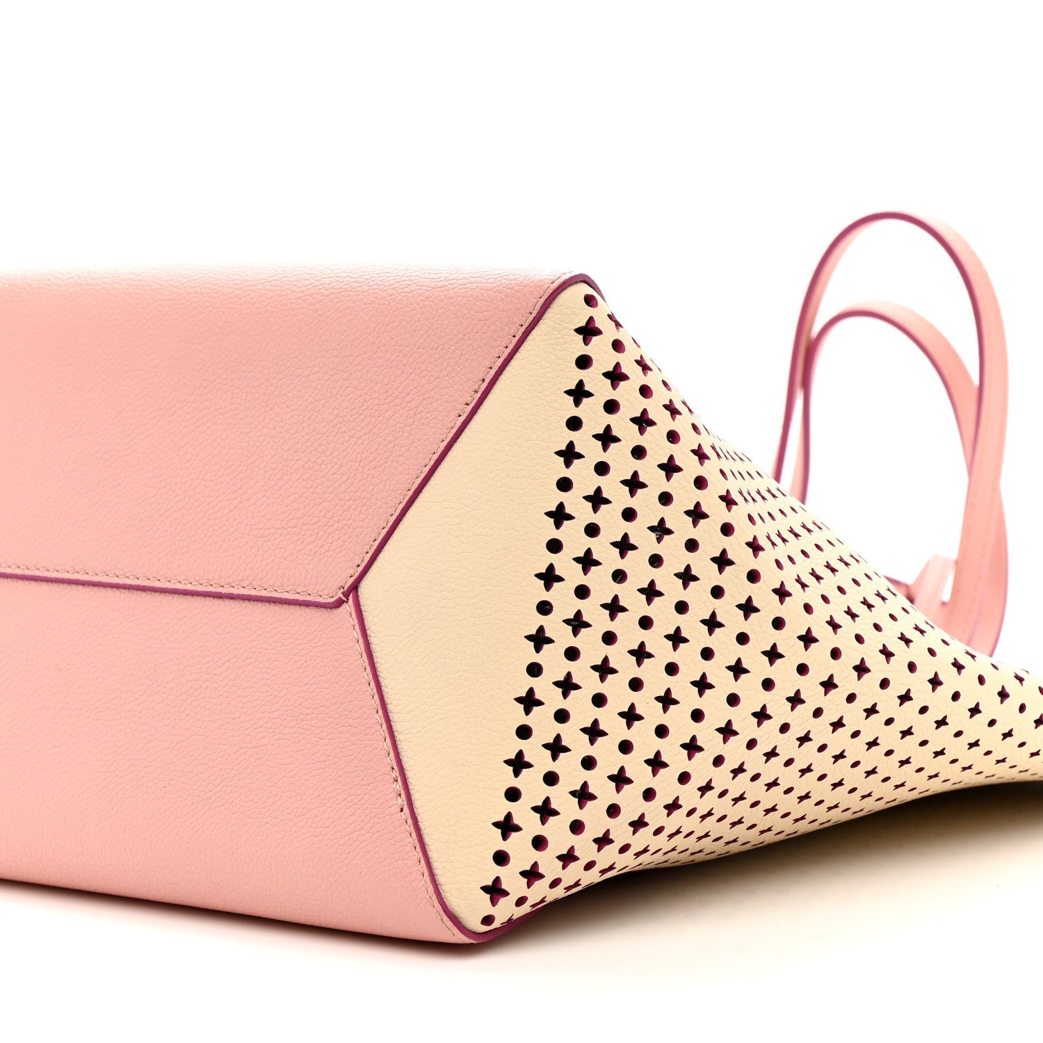 Calfskin Perforated Lockme Cabas Rose Poudre Creme
