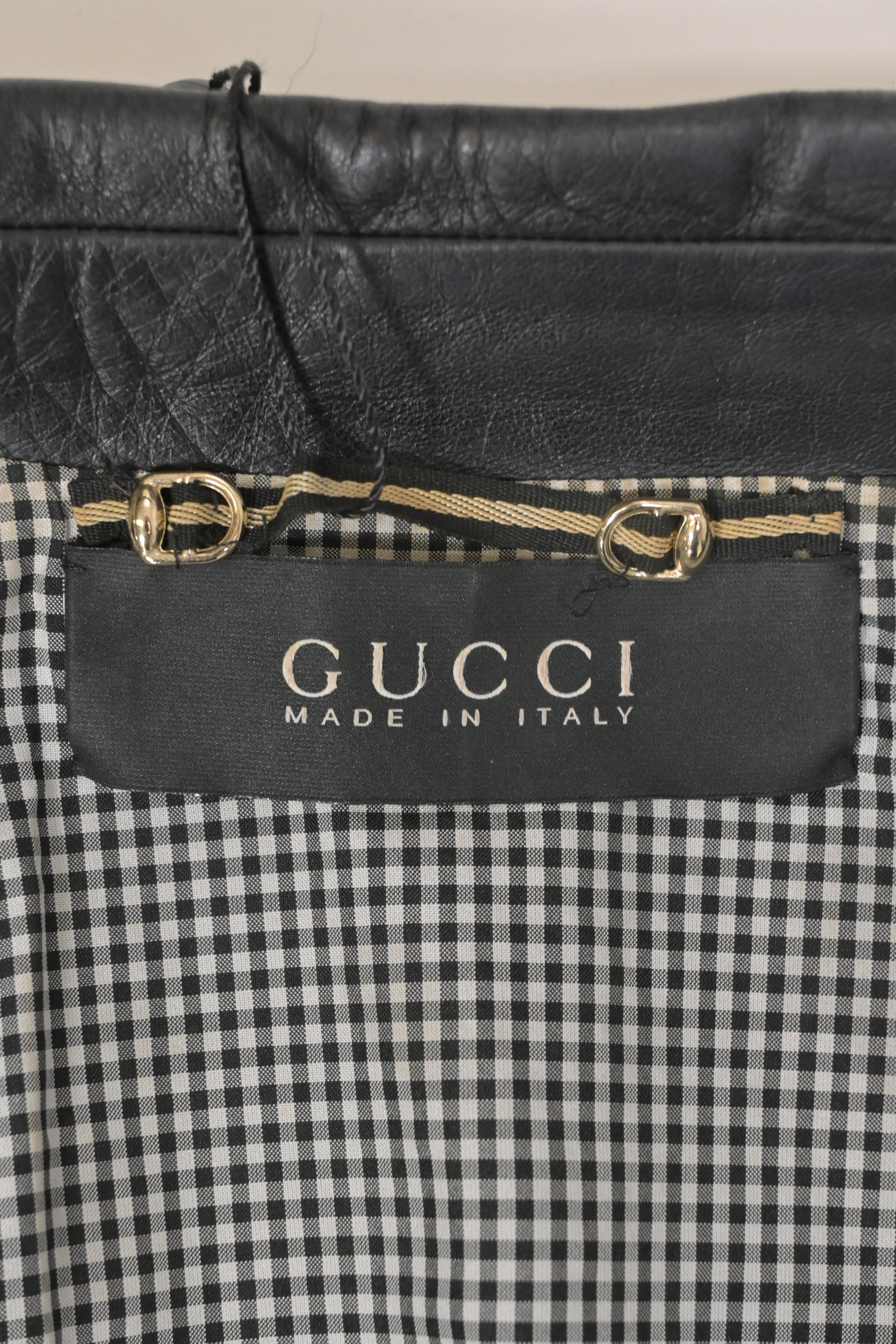 Women's Gucci Button Front Jacket in Black Leather
