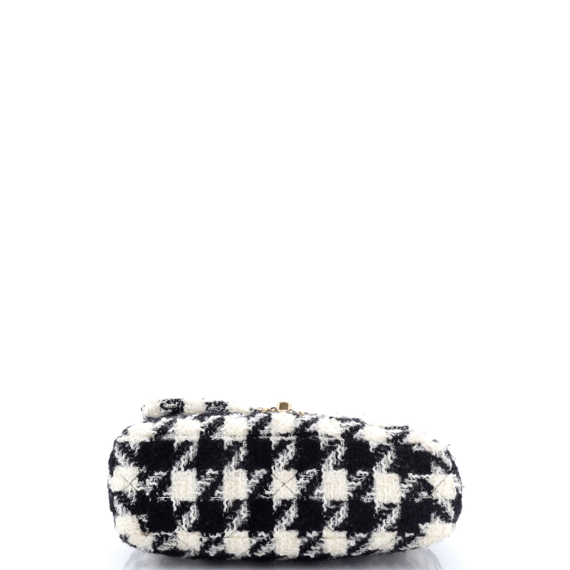 19 Flap Bag Quilted Houndstooth Tweed and Ribbon Medium