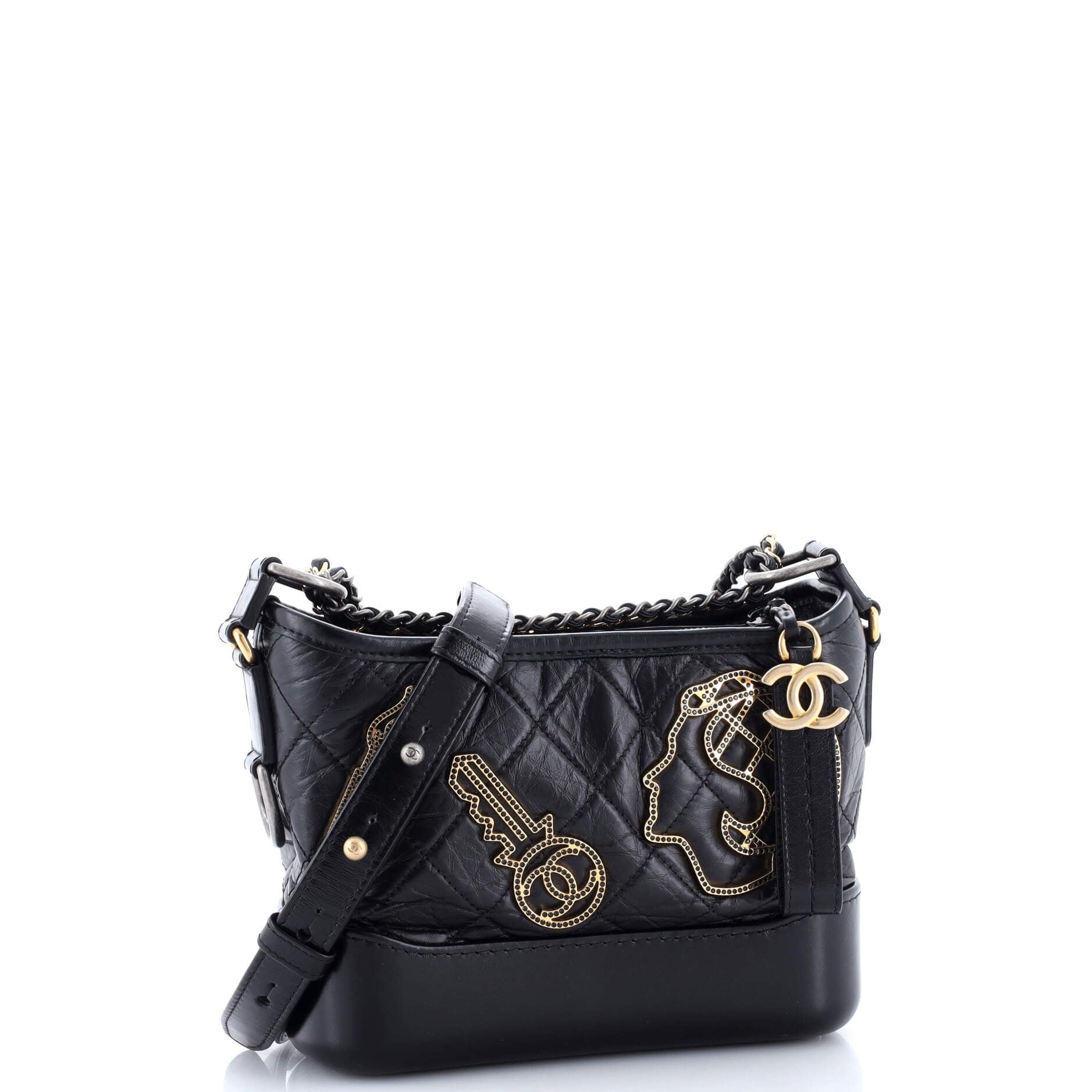Gabrielle Hobo Embellished Quilted Aged Calfskin Small