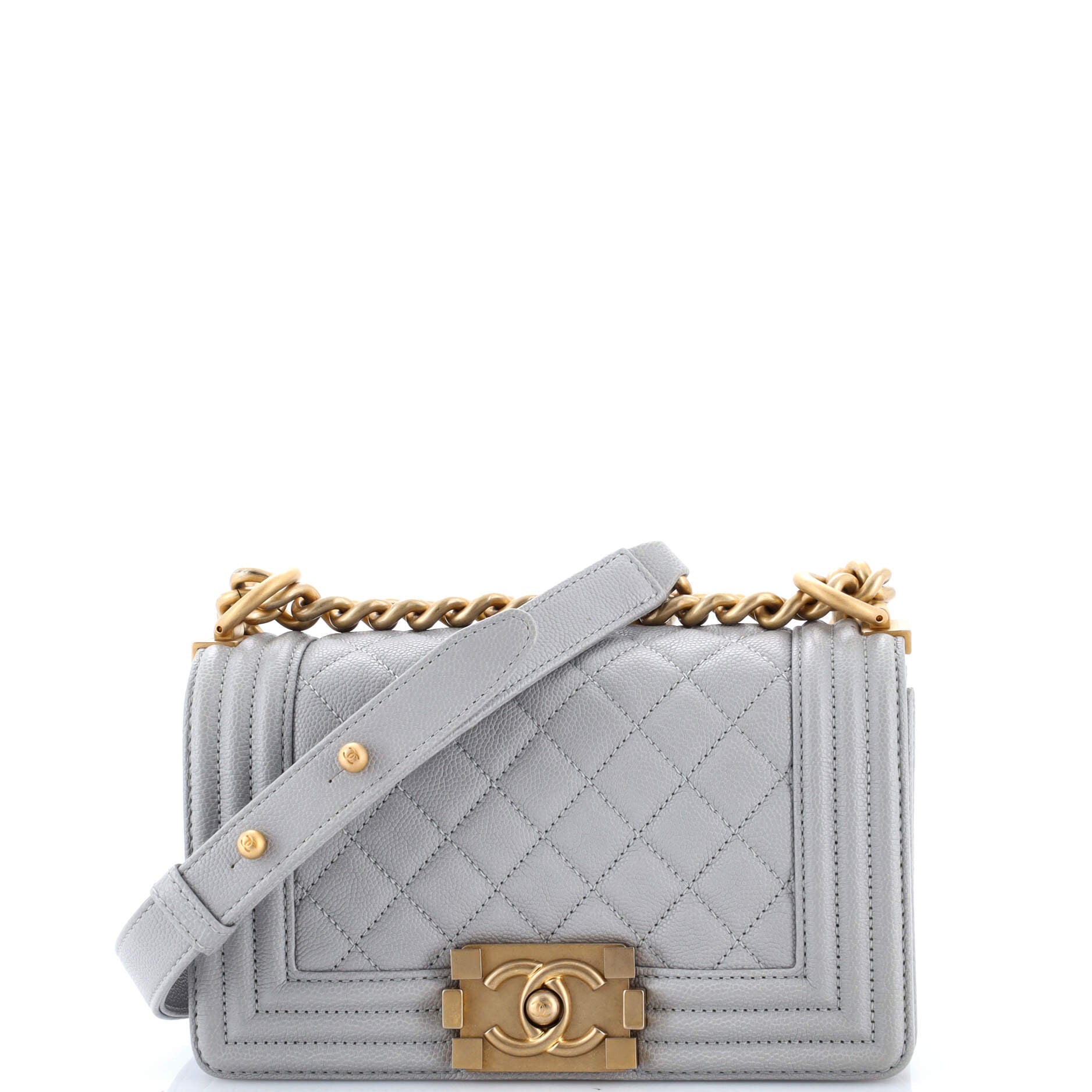 Boy Flap Bag Quilted Caviar Small