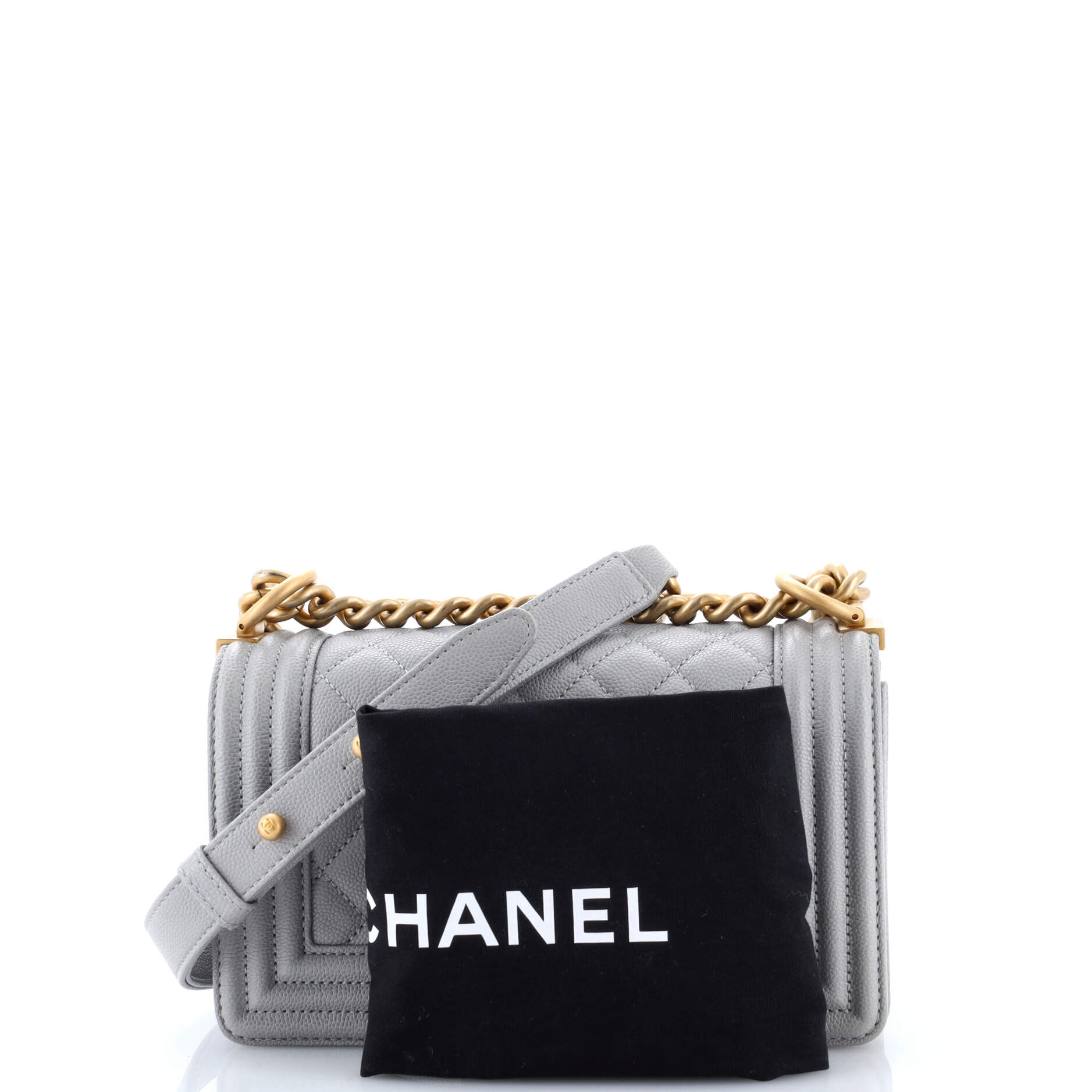 Boy Flap Bag Quilted Caviar Small