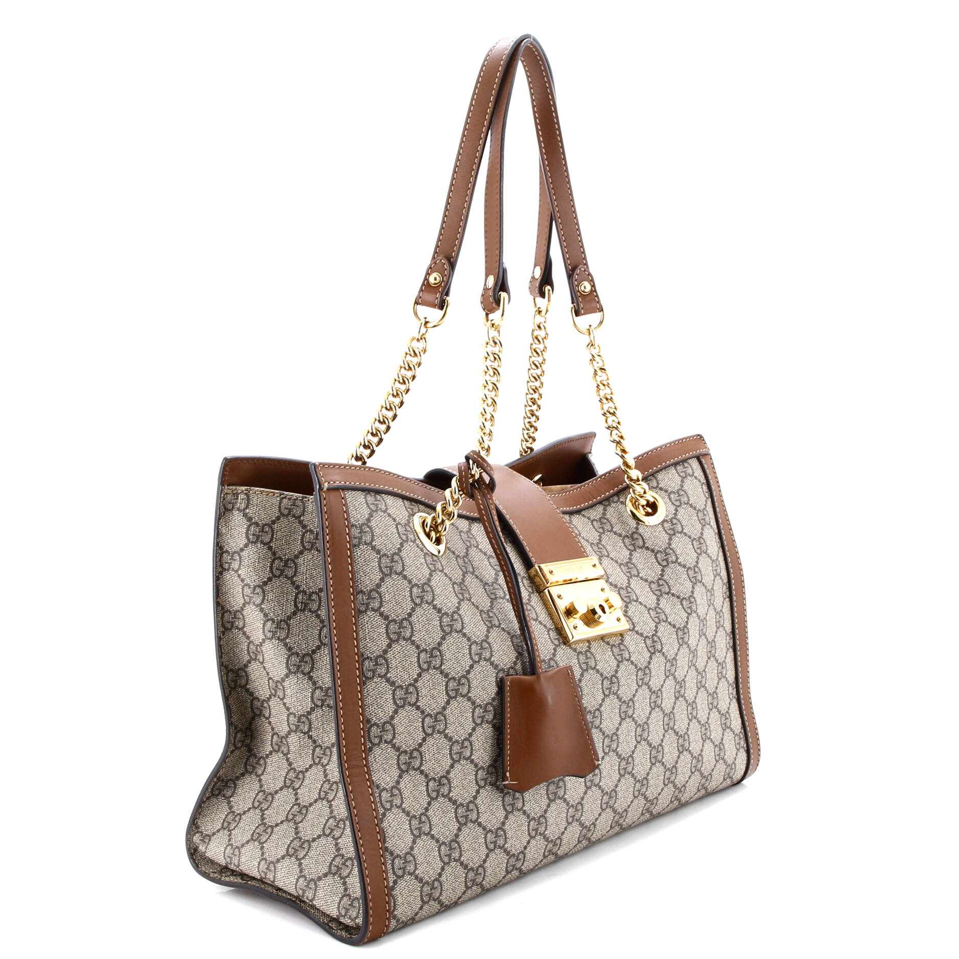 Padlock Chain Tote GG Coated Canvas with Leather Medium