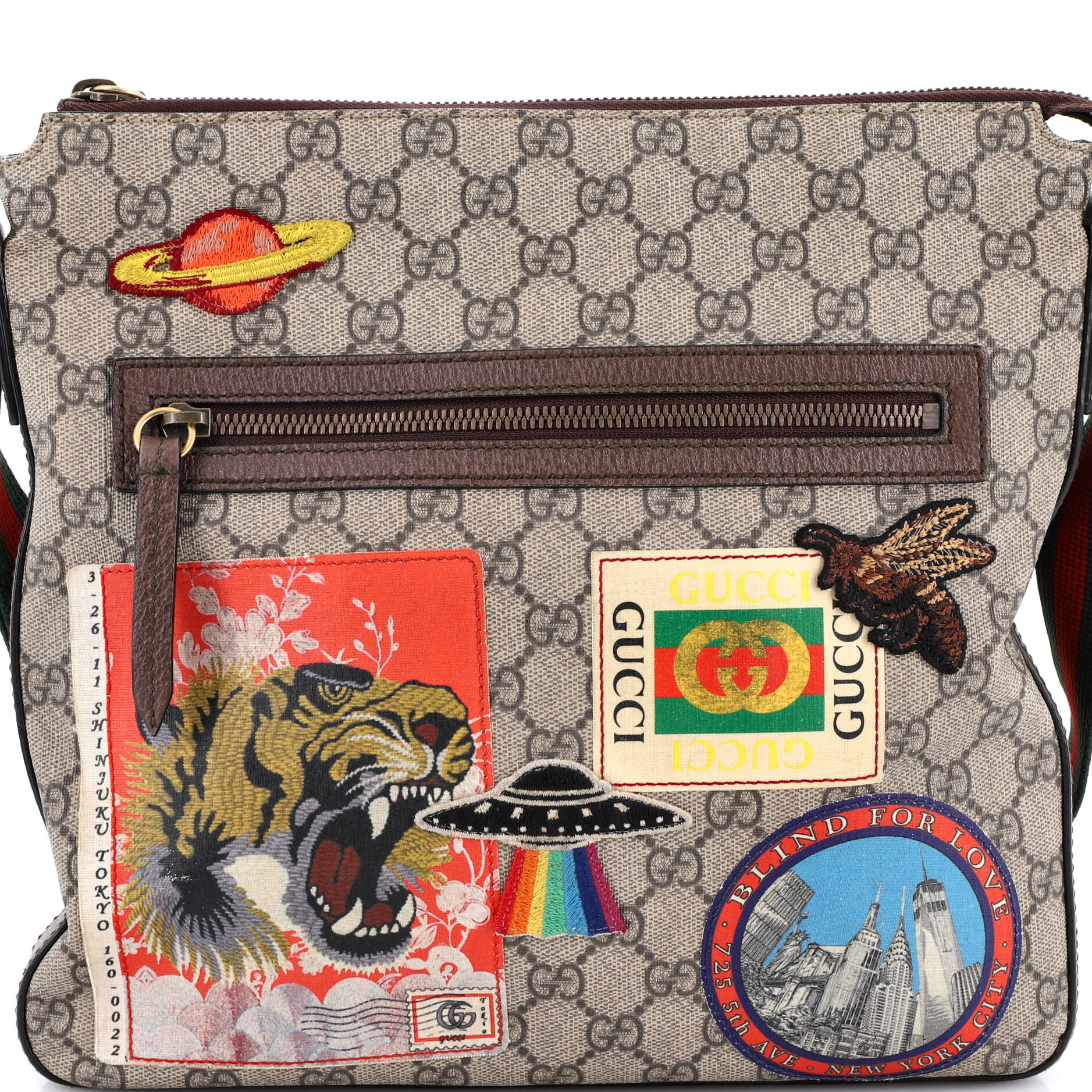 Courrier Zip Messenger GG Coated Canvas with Applique Medium