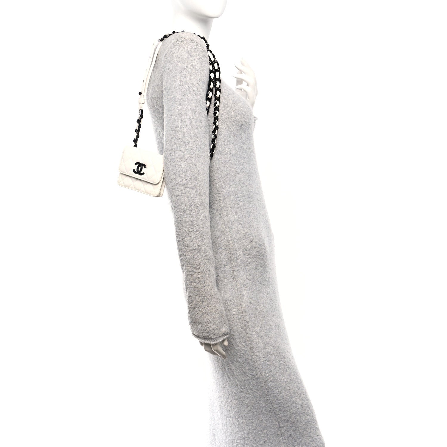 Caviar Quilted My Everything Belt Flap Card Holder White