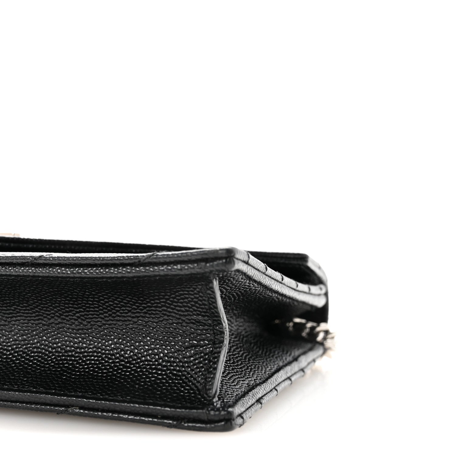 Grain De Poudre Matelasse Chevron Monogram Envelope Chain Wallet Black