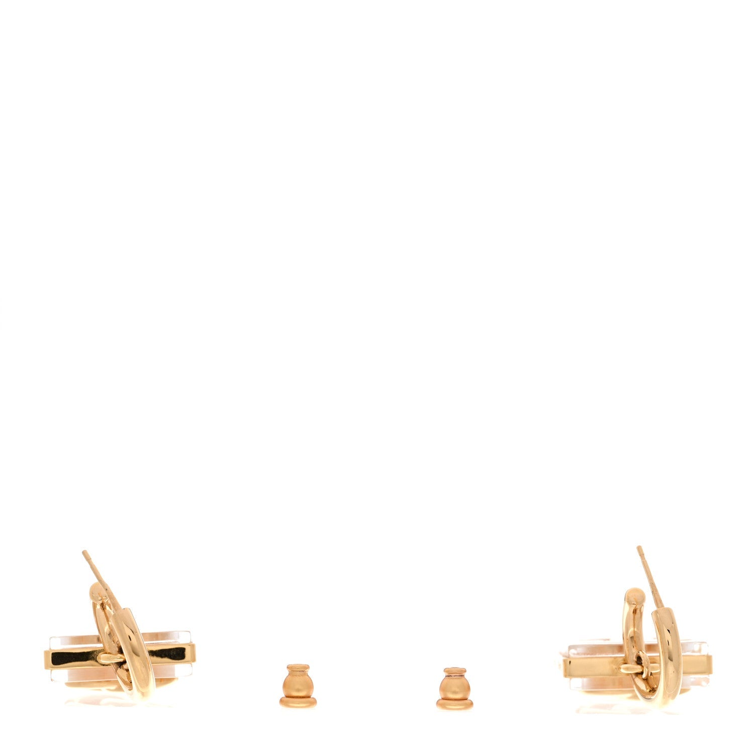 Metal Resin CC Square Drop Earrings Gold Transparent