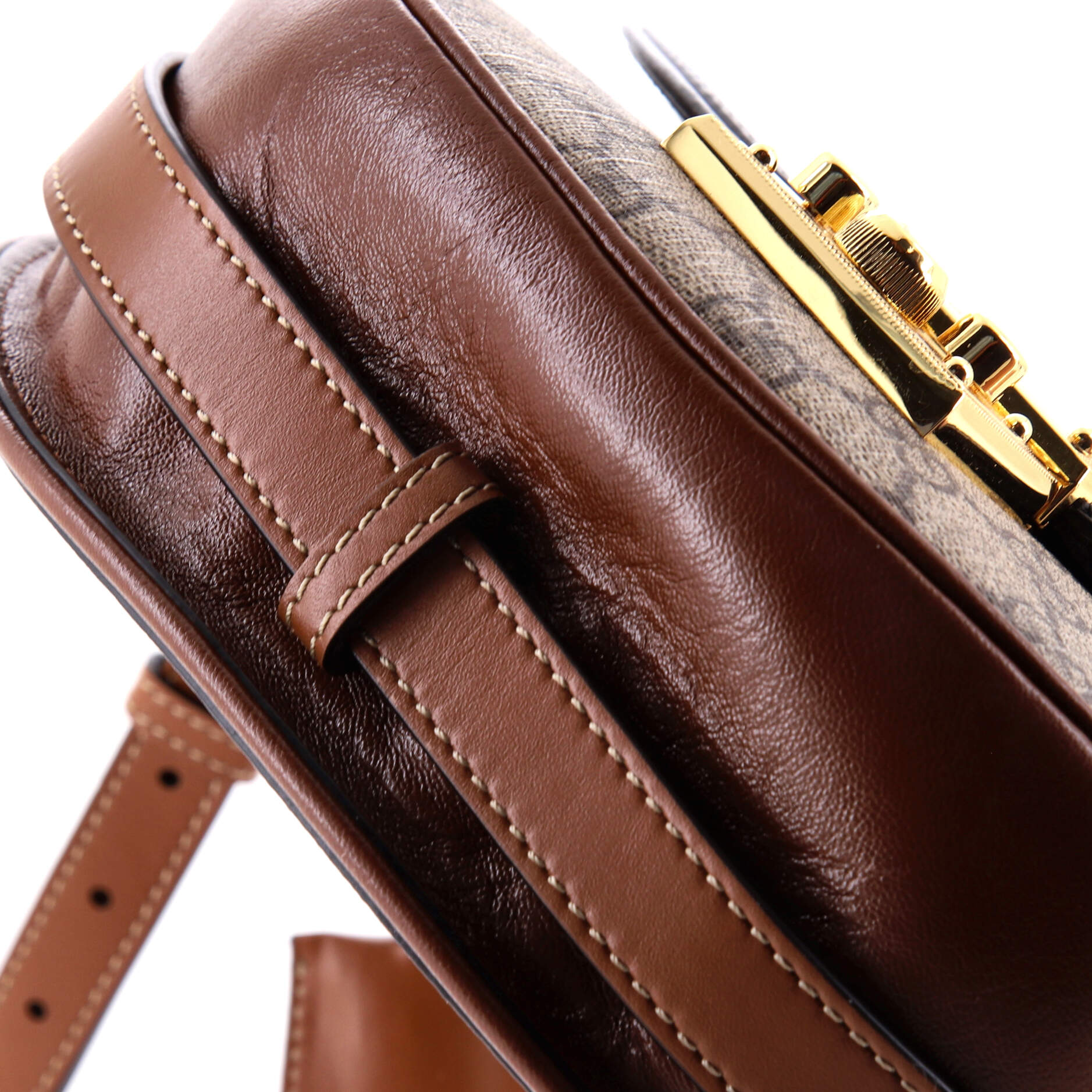 Padlock Saddle Shoulder Bag GG Coated Canvas and Leather Small