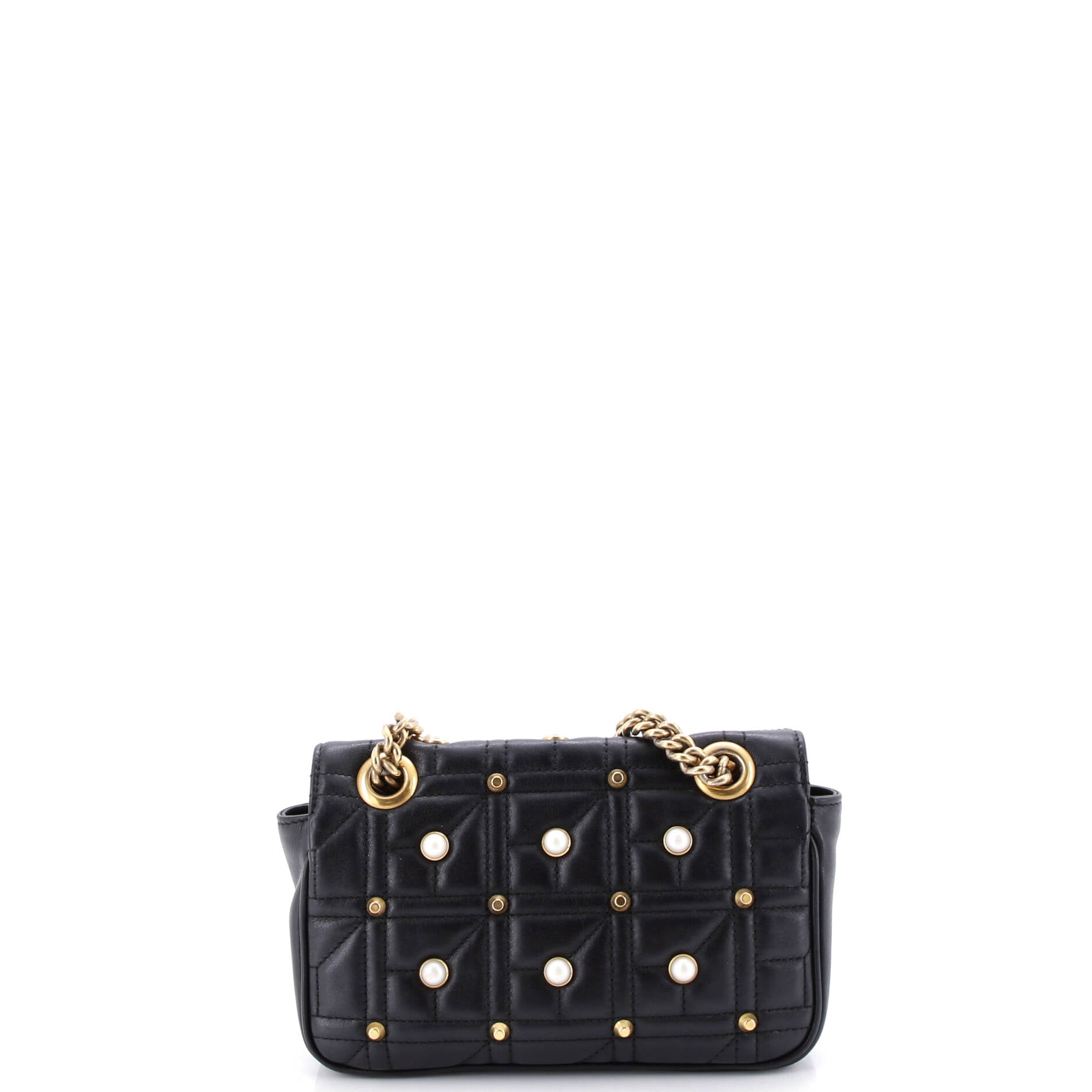 Pearly GG Marmont Flap Bag Embellished Matelasse Leather Mini