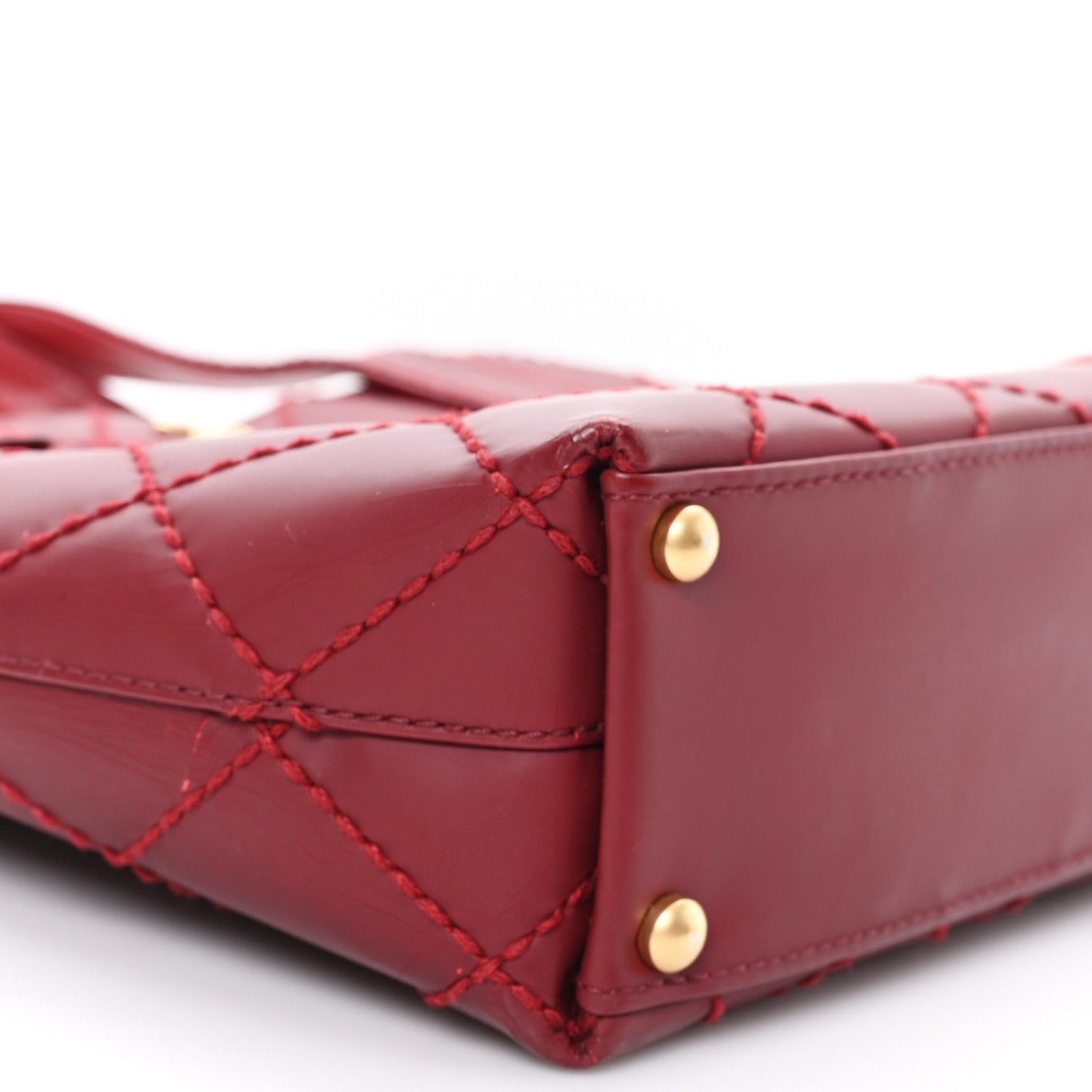 Calfskin Stitch Small Surpique Tote Red