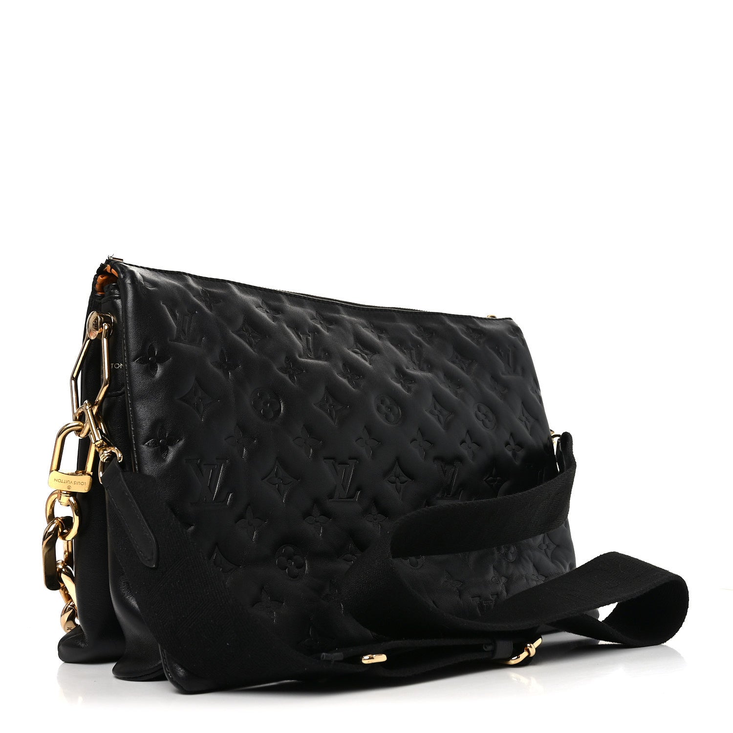Lambskin Embossed Monogram Coussin MM Black