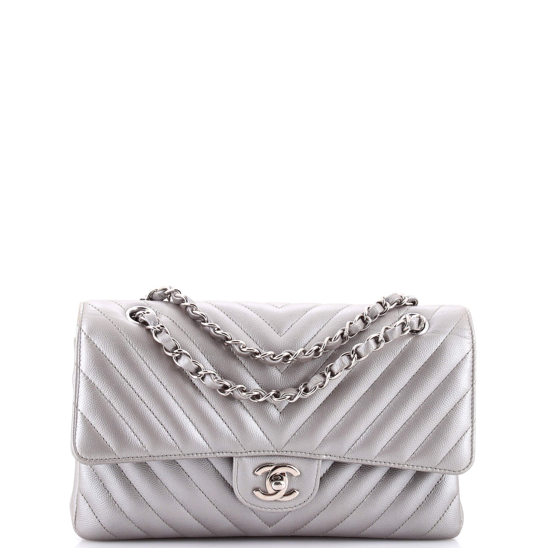 Classic Double Flap Bag Chevron Caviar Medium