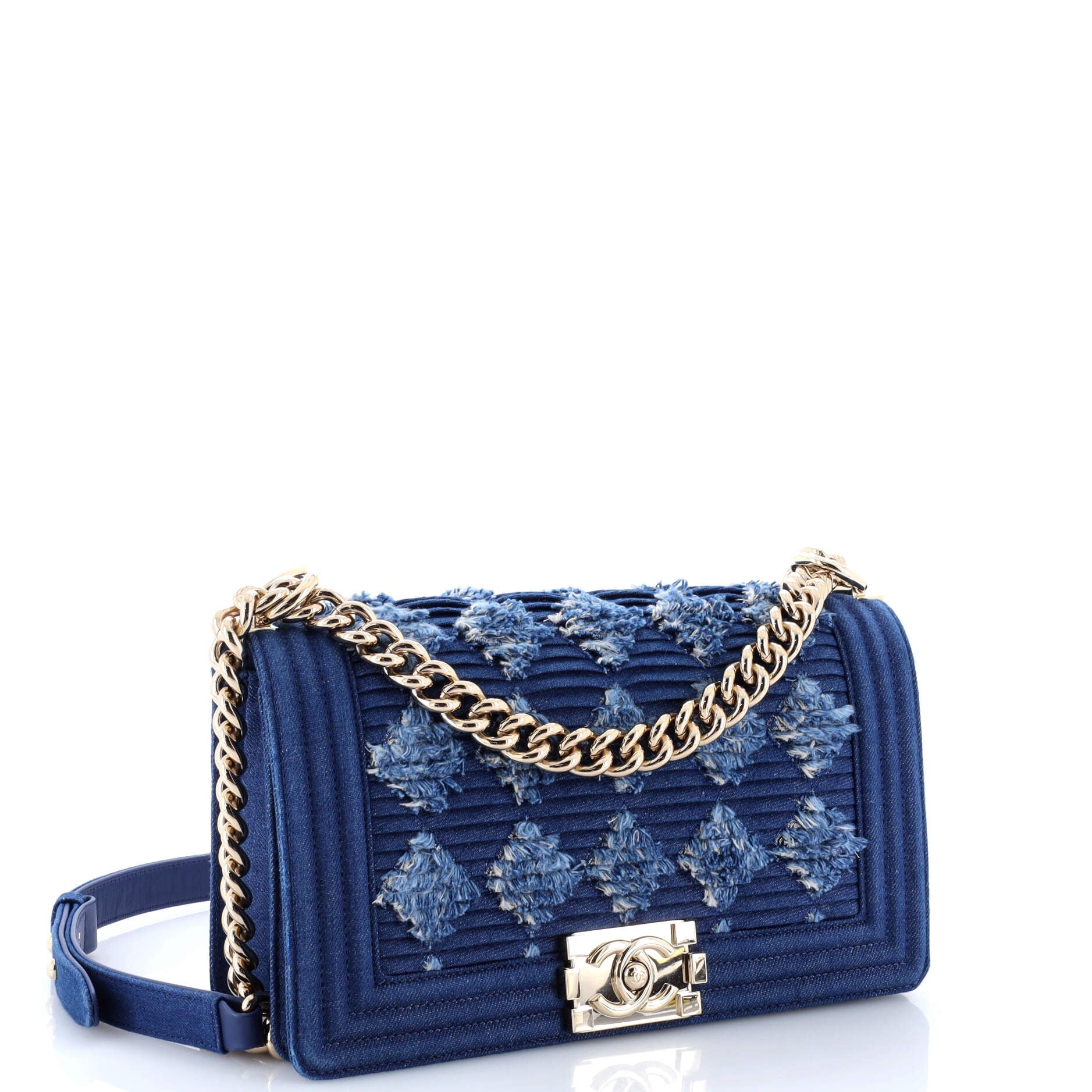 Boy Flap Bag Pleated Fringe Denim Old Medium