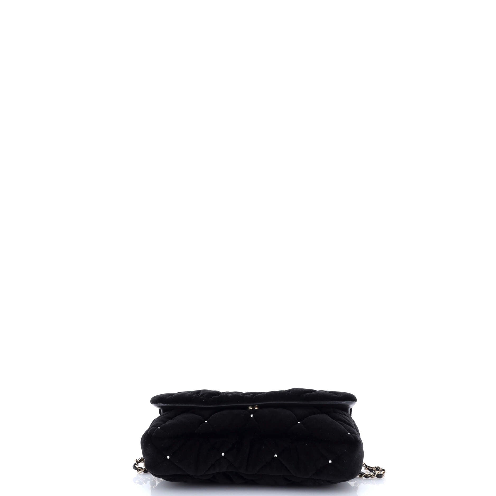 CC Chain Flap Bag Crystal Embellished Quilted Velvet Small