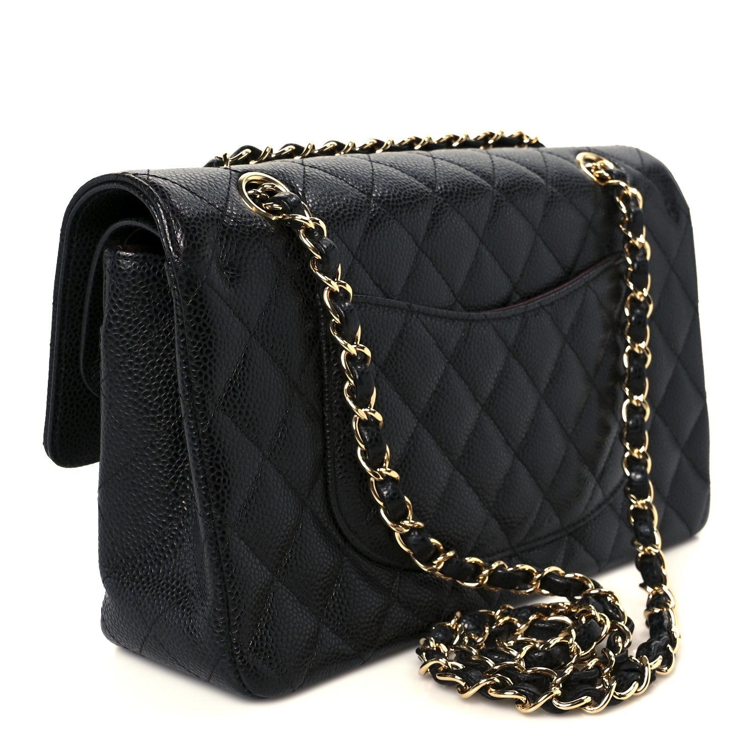 Caviar Quilted Medium Double Flap Black