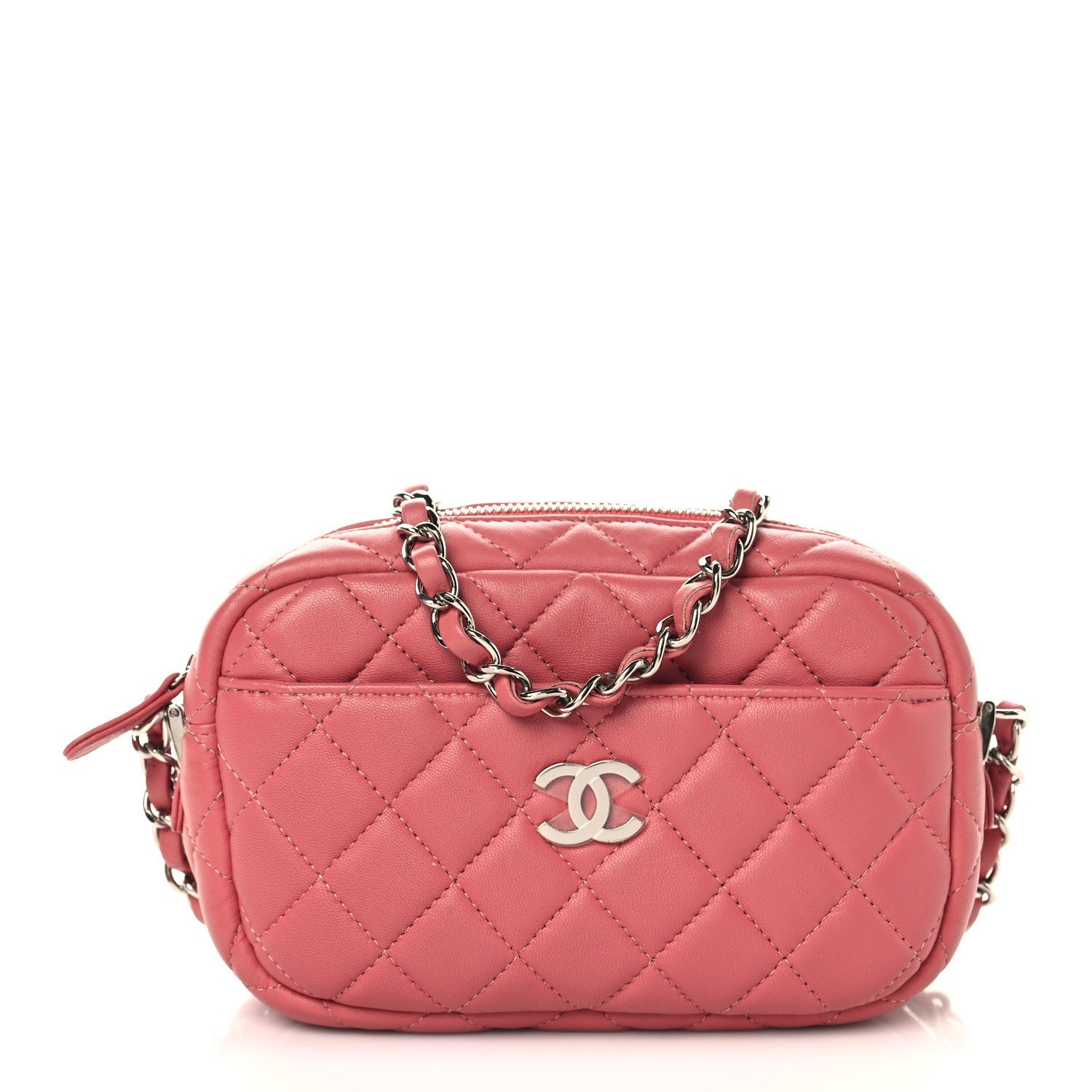 Lambskin Quilted Small Timeless Camera Case Pink