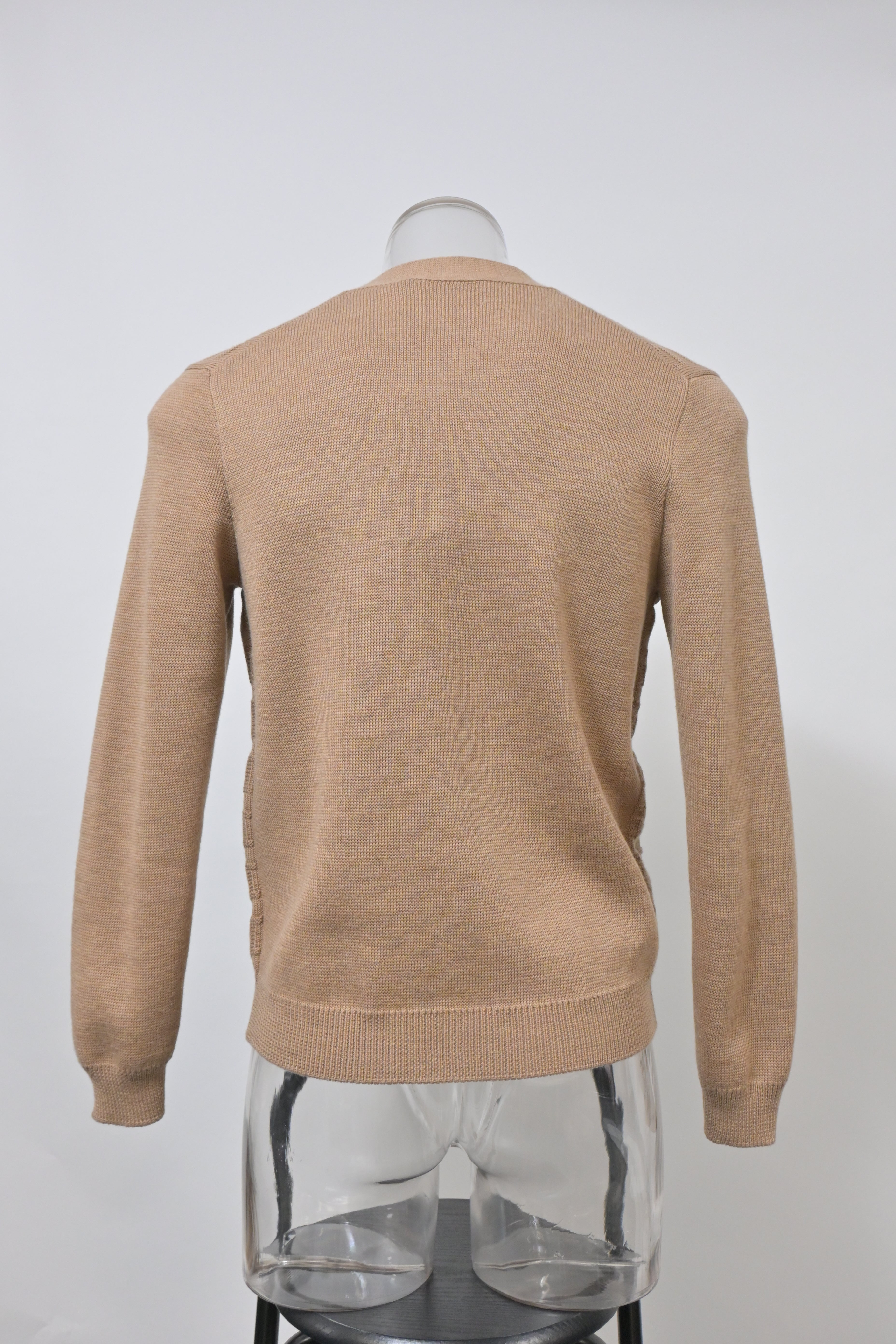 Men's Gucci V-Neck GG Pattern Cardigan in Brown Wool