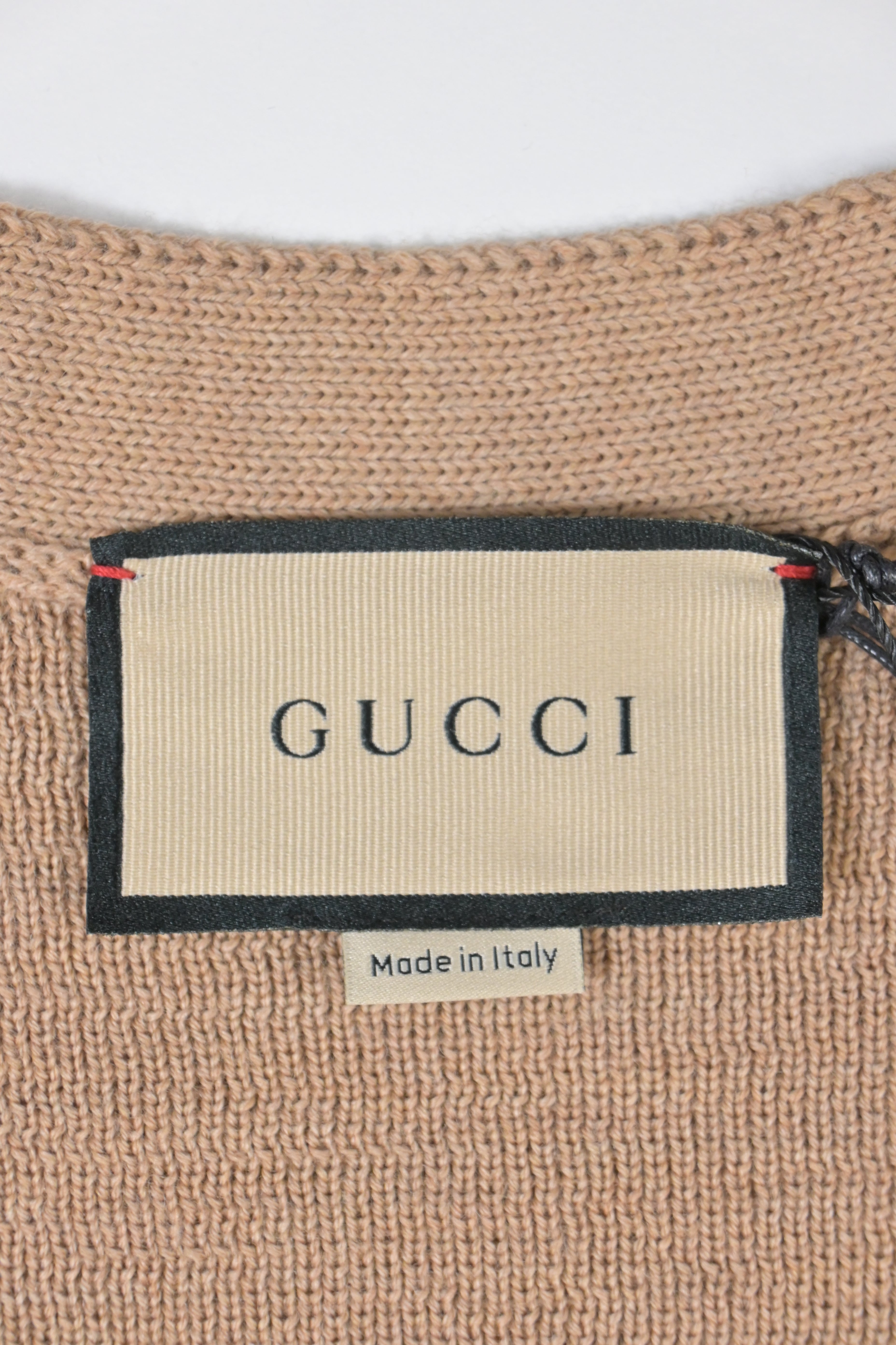 Men's Gucci V-Neck GG Pattern Cardigan in Brown Wool
