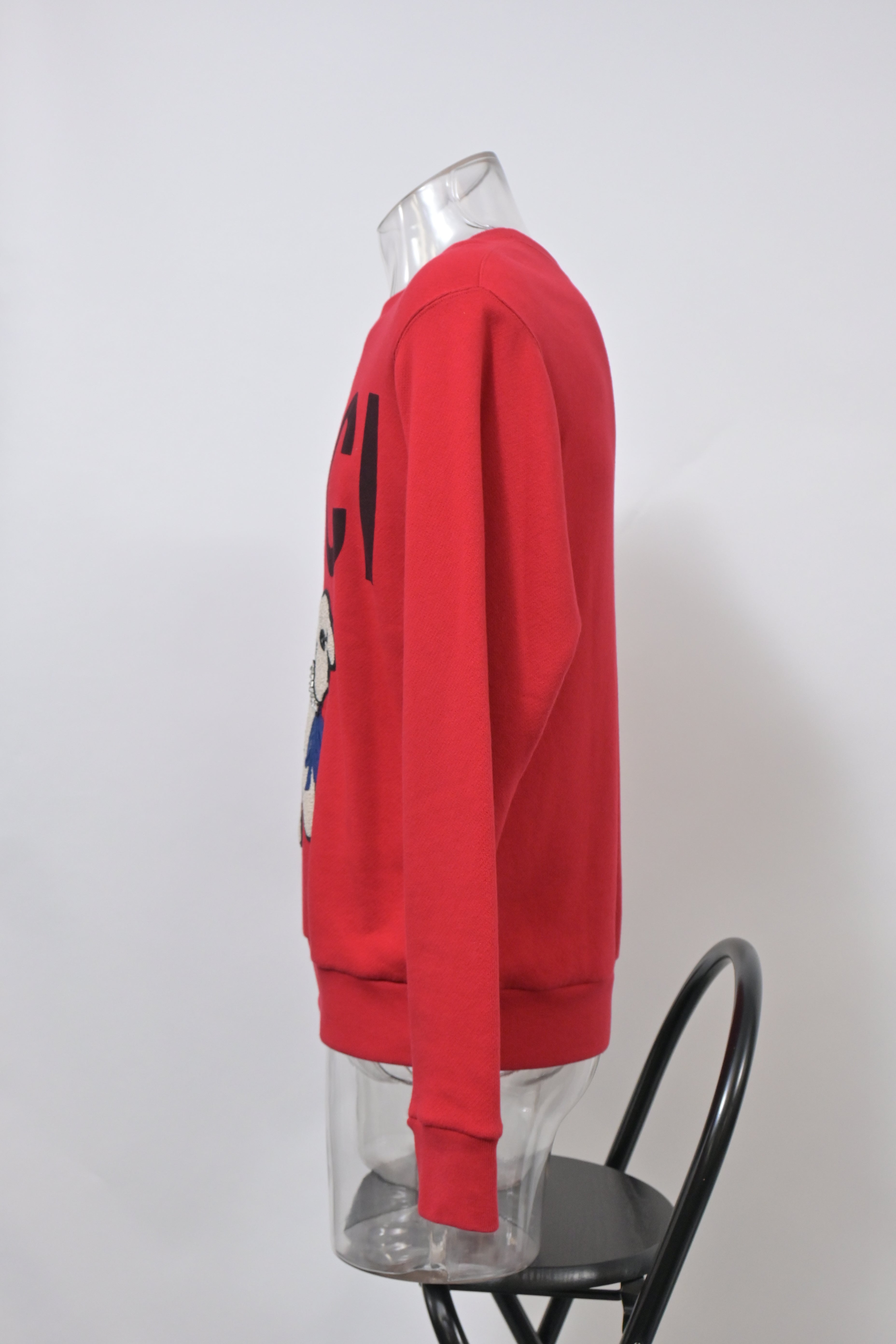 Men's Gucci Crystal-Embellished Lamb Sweater in Red Cotton
