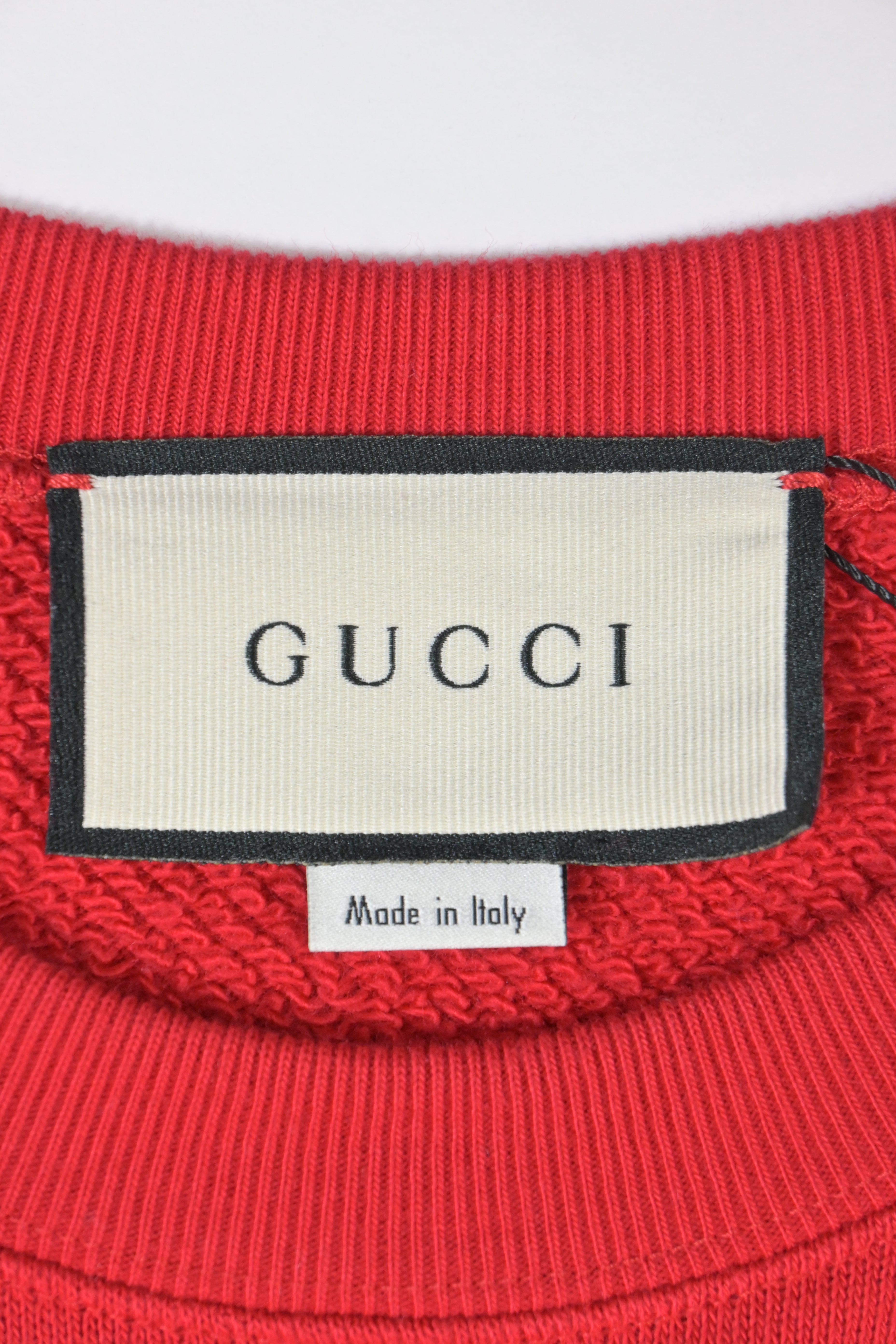 Men's Gucci Crystal-Embellished Lamb Sweater in Red Cotton