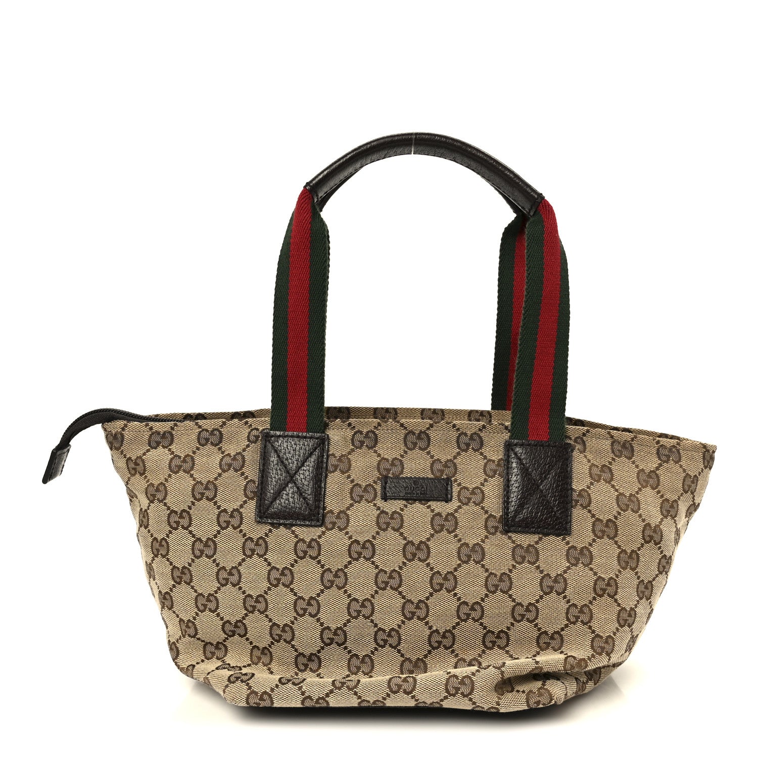 GG Monogram Small Web Handle Bucket Tote Dark Brown