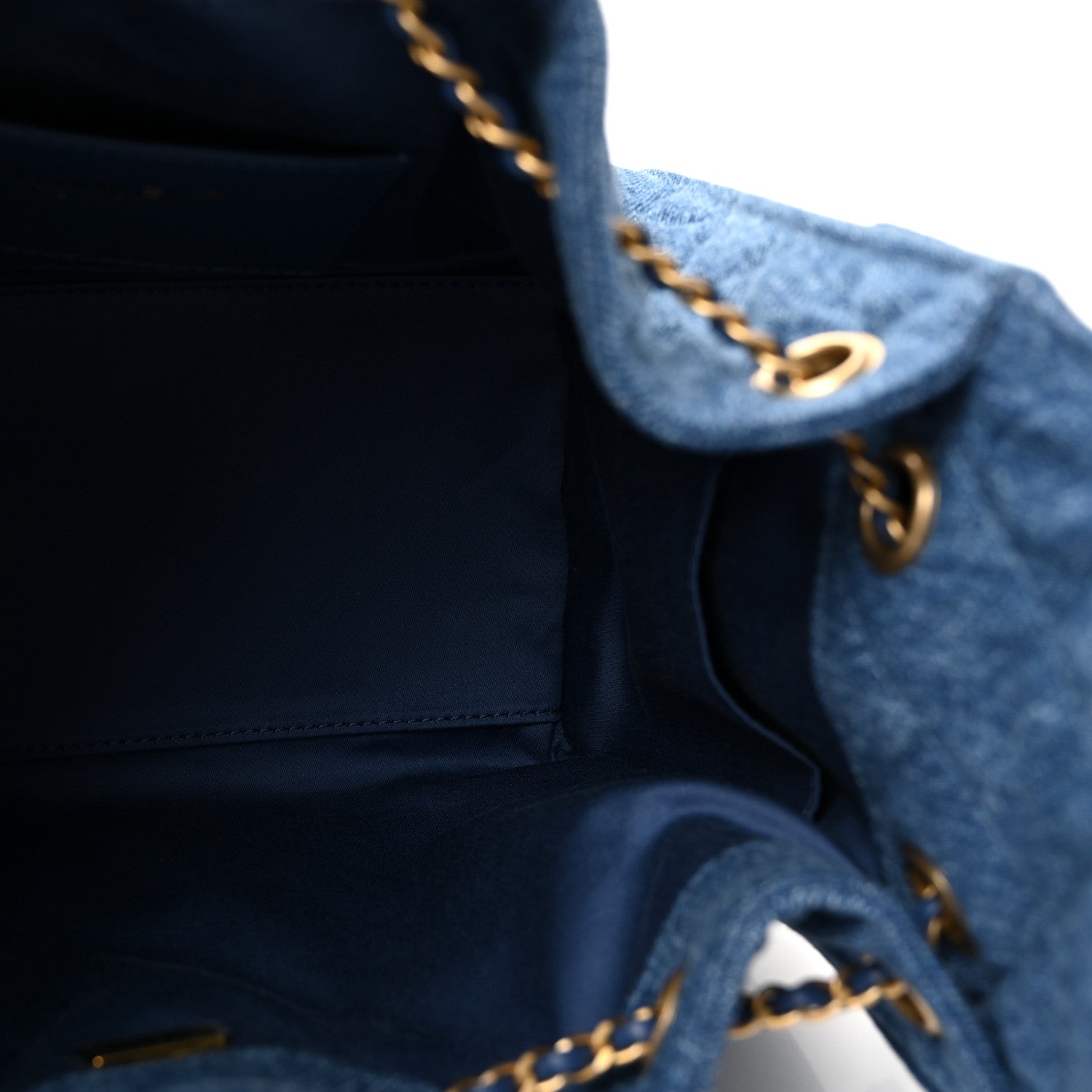 Washed Denim Quilted Small Chanel 25 Handbag Blue