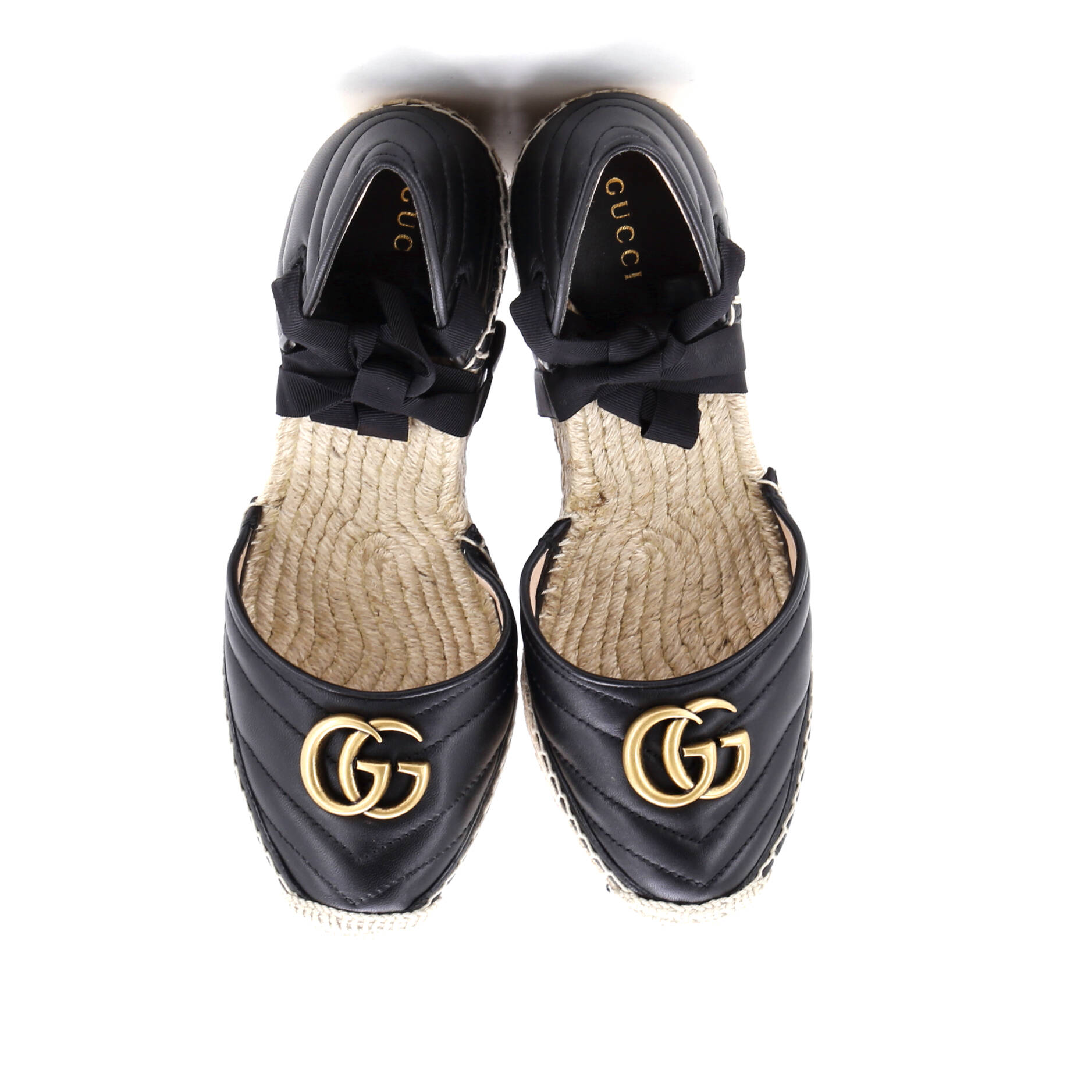 Women's GG Marmont Wedge Espadrilles Matelasse Leather