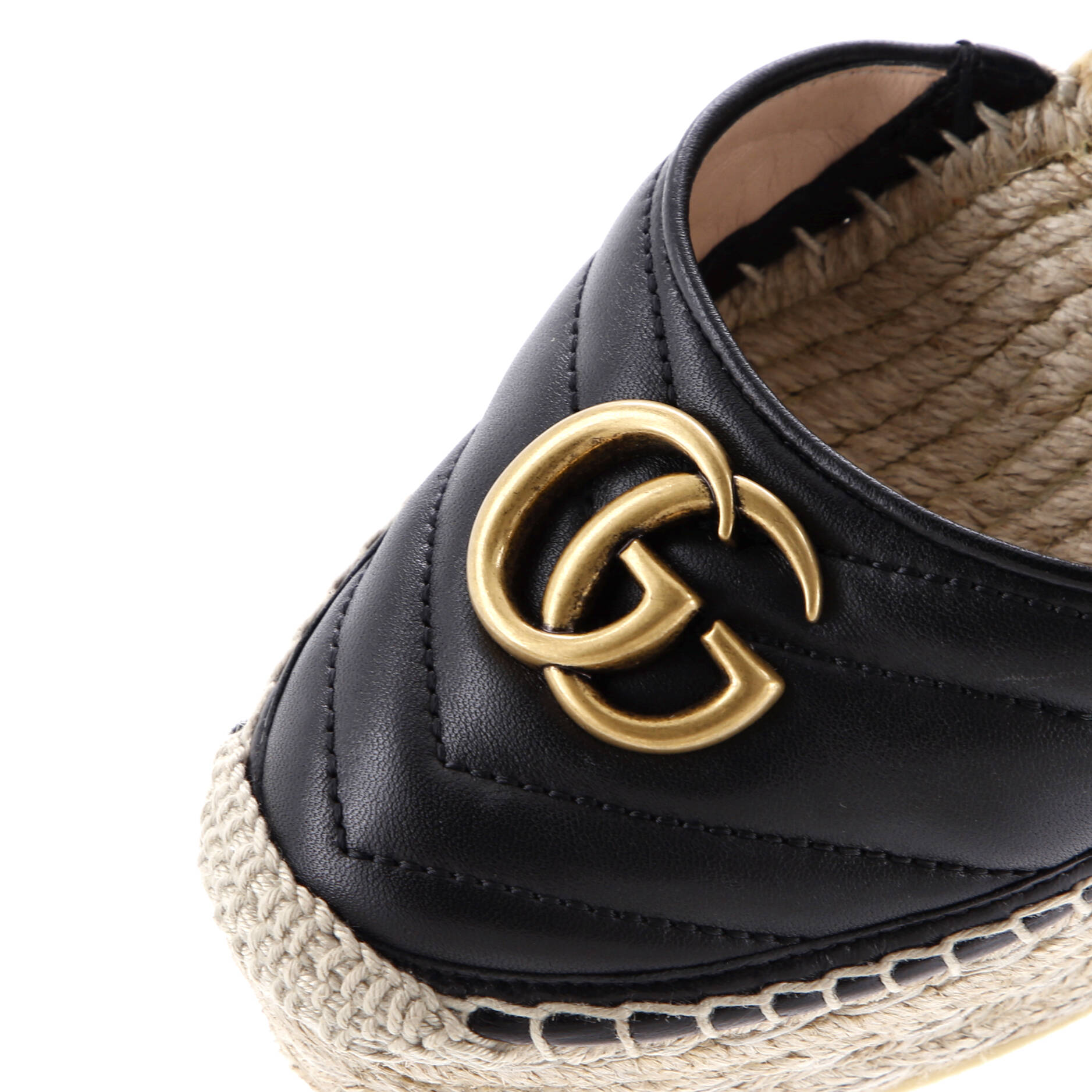 Women's GG Marmont Wedge Espadrilles Matelasse Leather