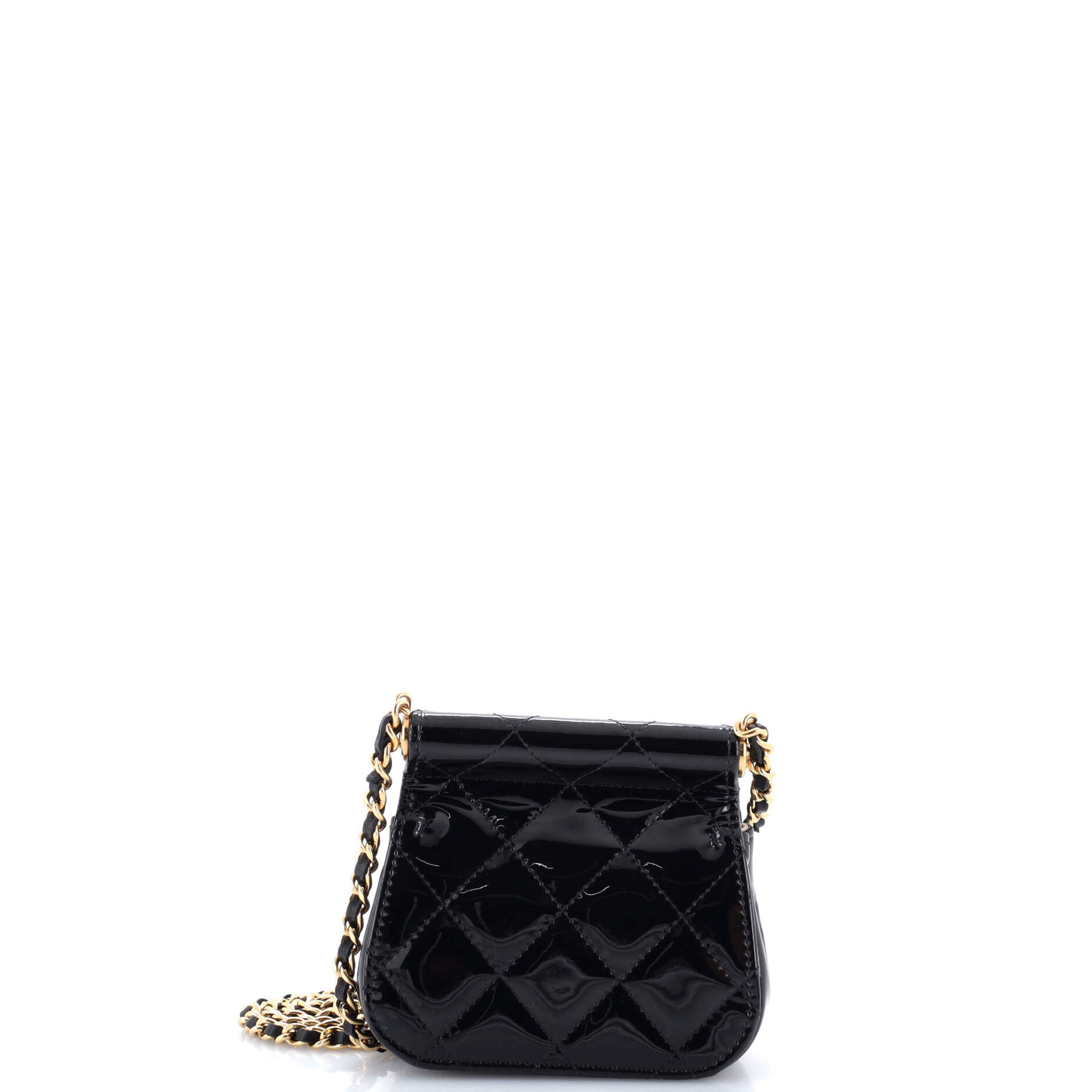 CC Frame Flap Clutch with Chain Quilted Patent