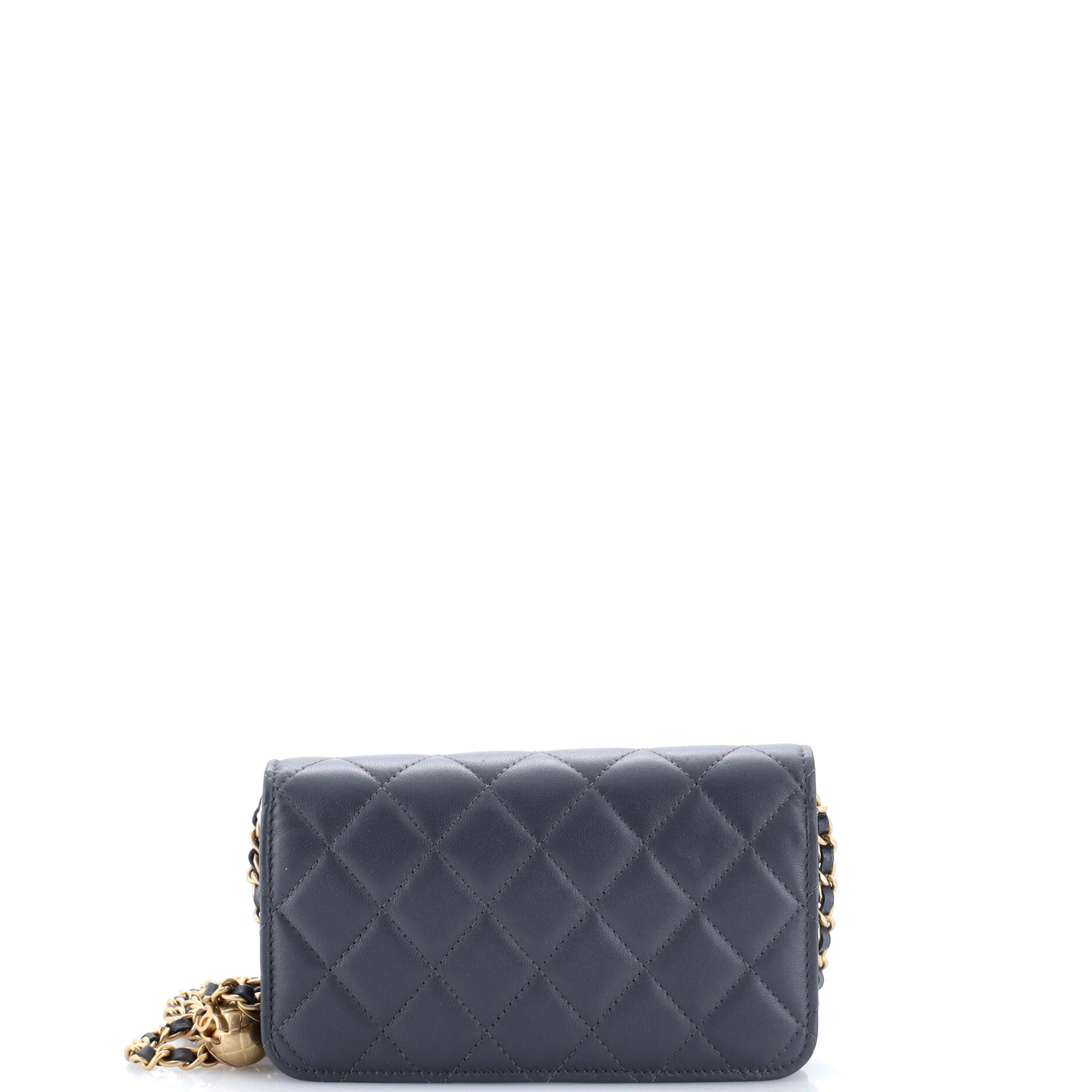Pearl Crush Flap Phone Holder with Chain Quilted Lambskin