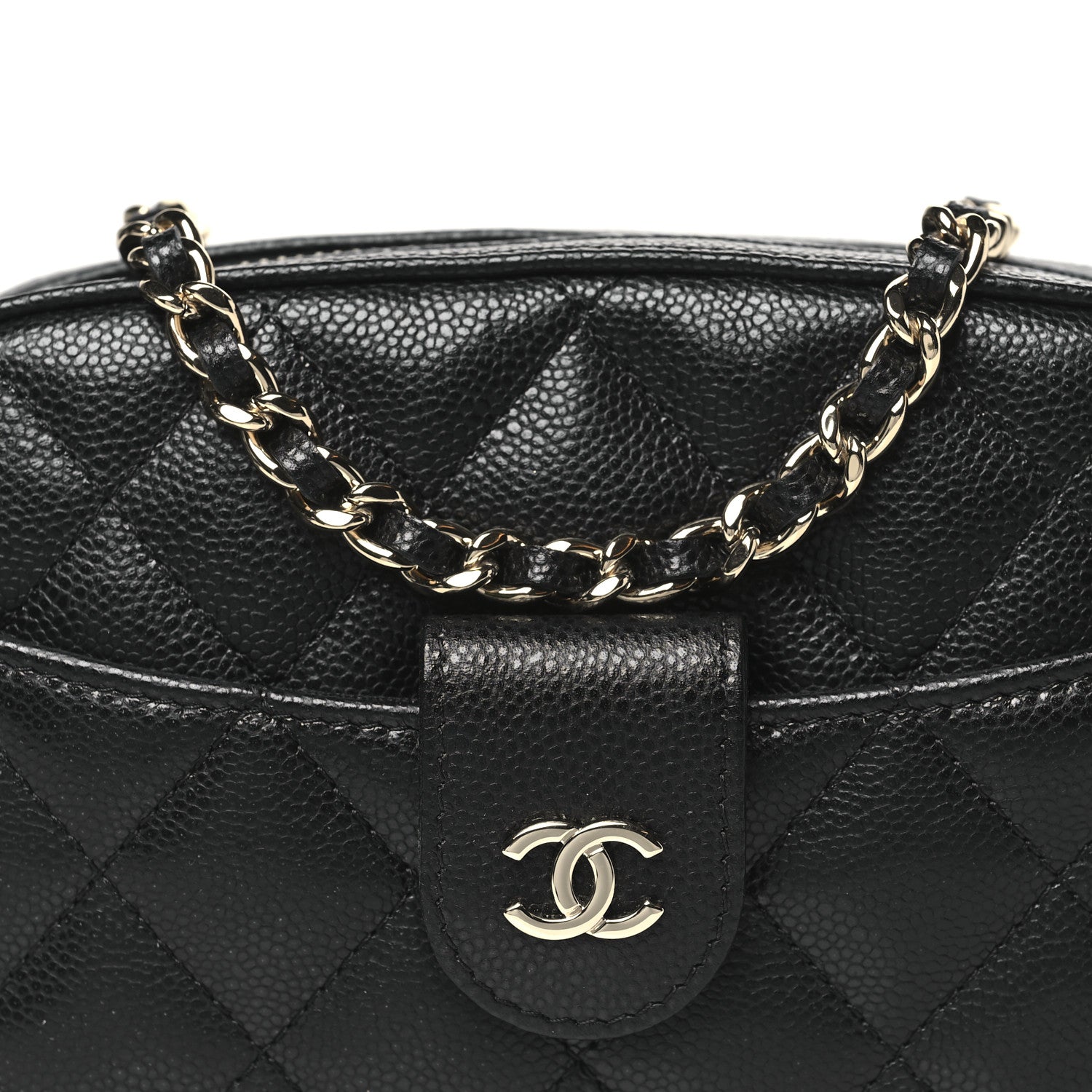 Caviar Quilted Chain Camera Bag Black