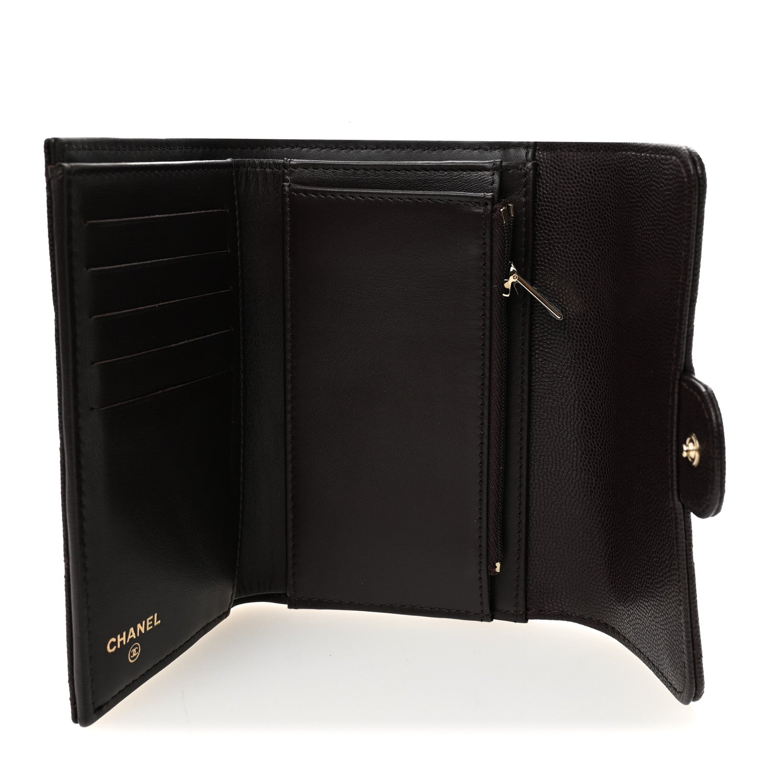Caviar Quilted Medium Flap Wallet Dark Purple