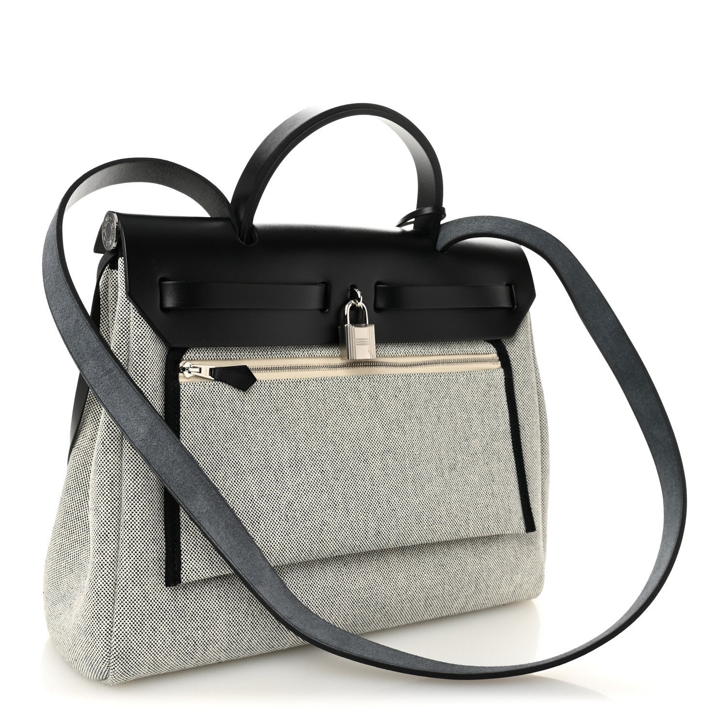 H Plume Canvas Vache Hunter Circuit Rider Hobnailed Herbag Zip Retourne 31 PM Black Ecru