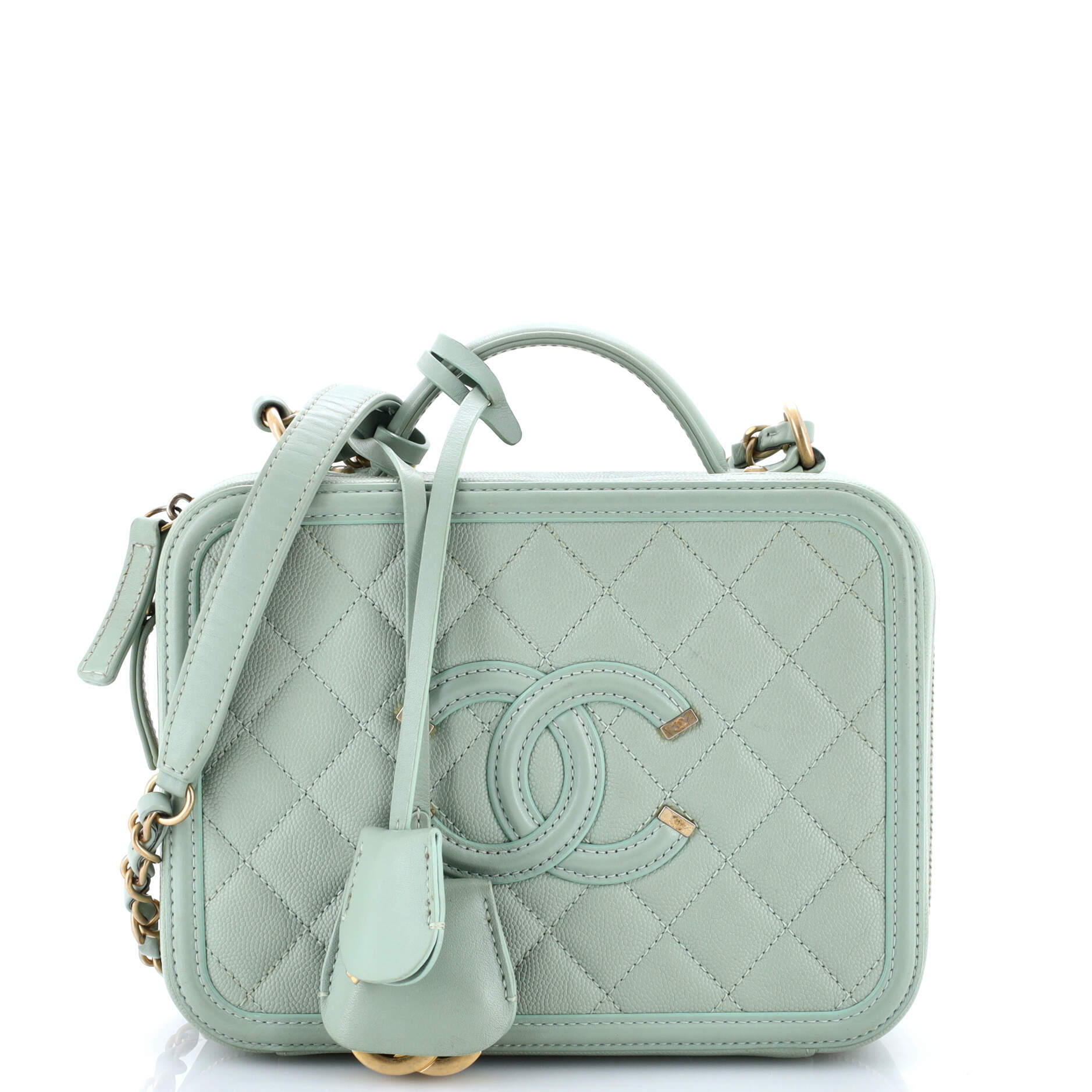 Filigree Vanity Case Quilted Caviar Medium