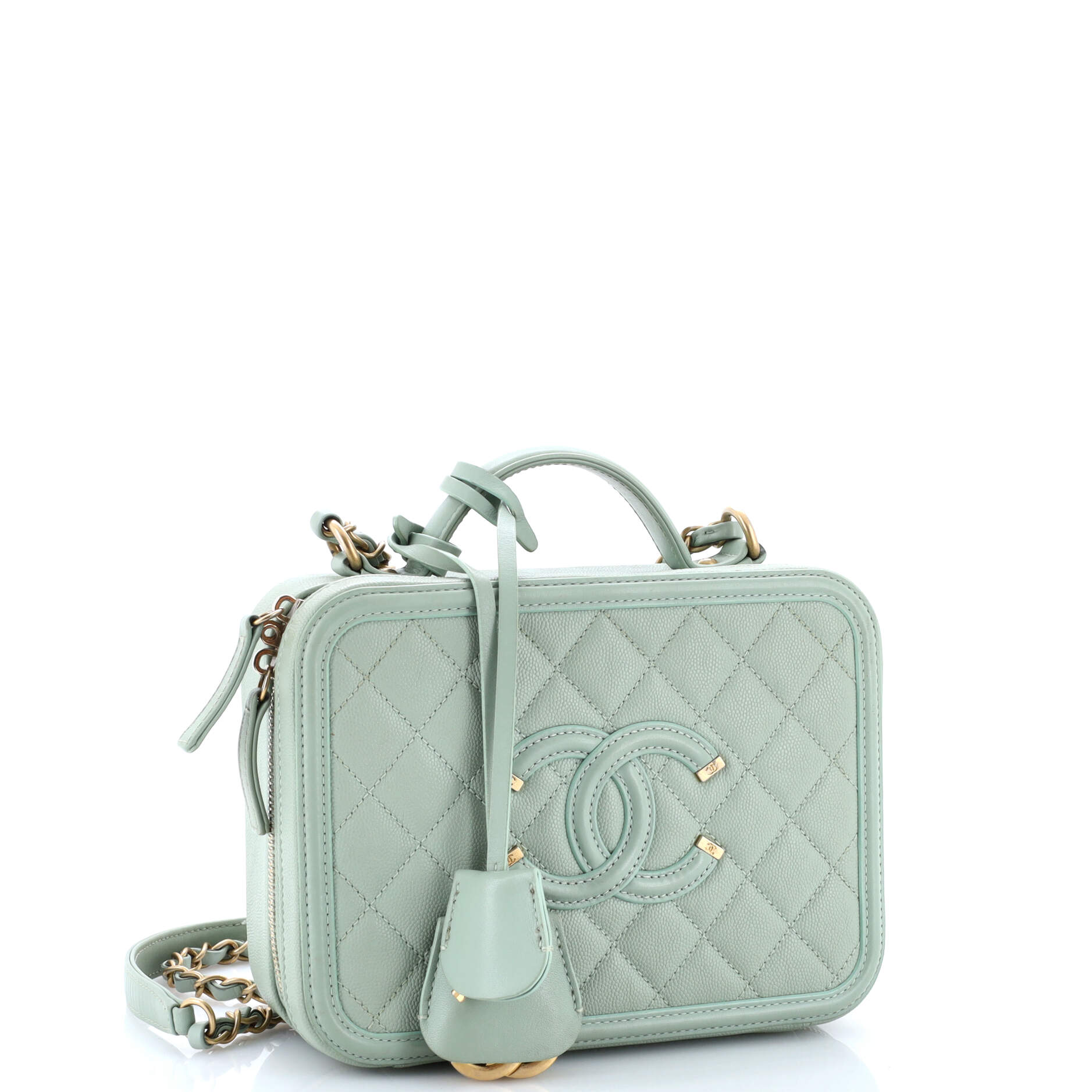 Filigree Vanity Case Quilted Caviar Medium