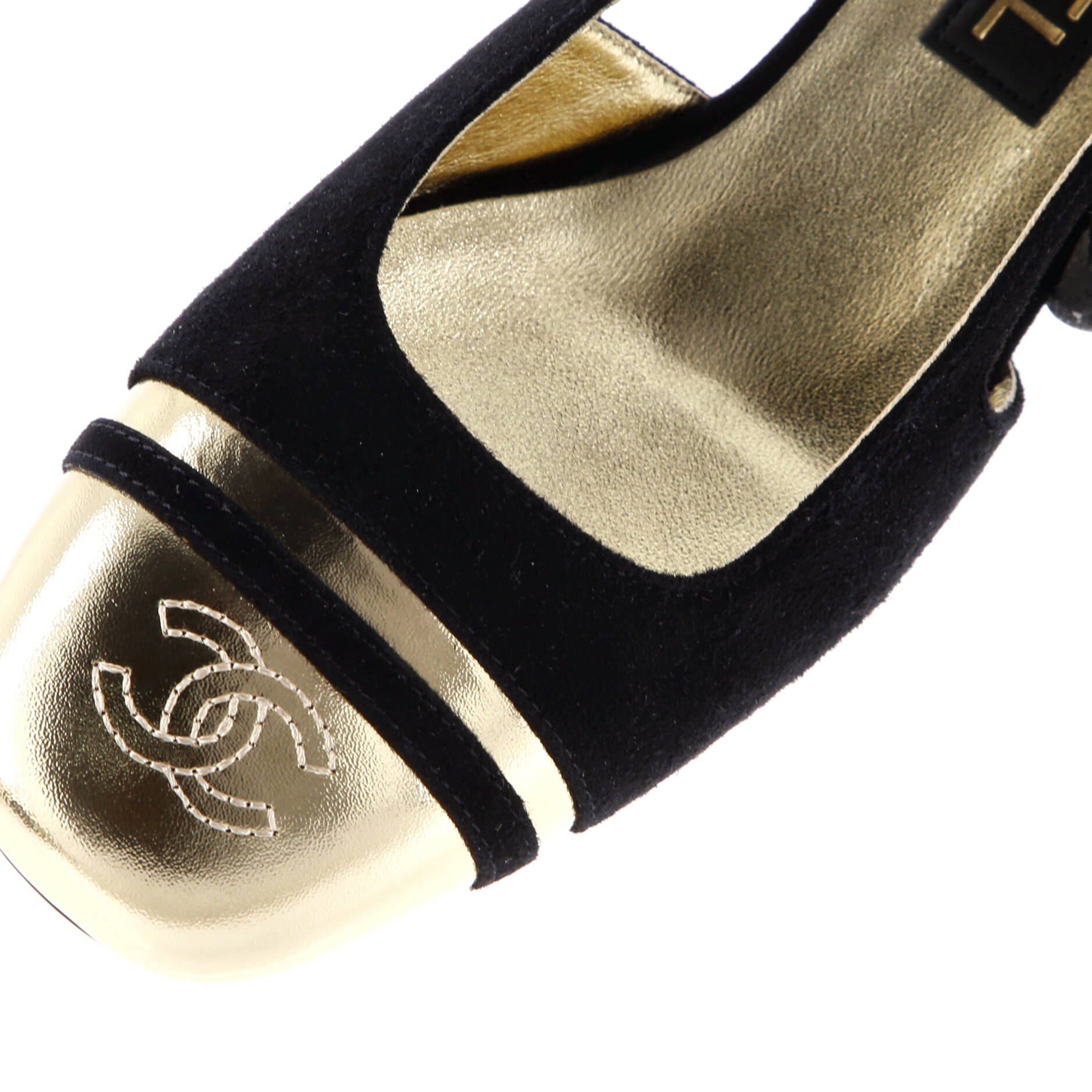 Women's Metallic CC Cap Toe Slingback Pumps Suede