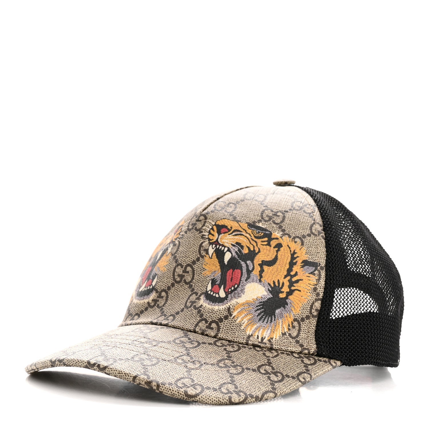 GG Supreme Monogram Tiger Print Baseball Hat XS Beige