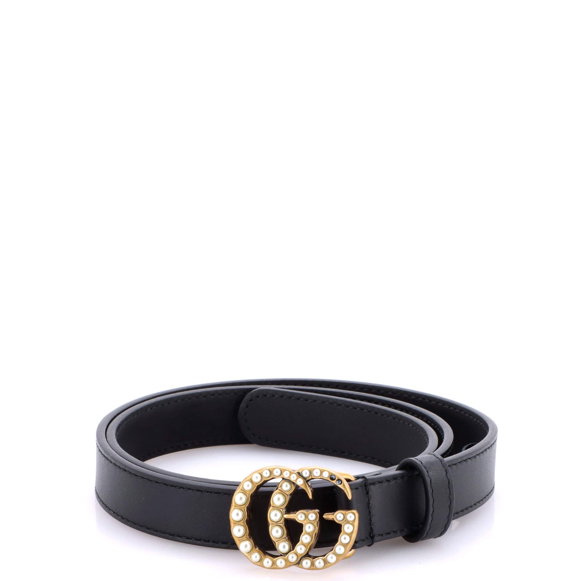 Pearly GG Marmont Belt Leather Thin