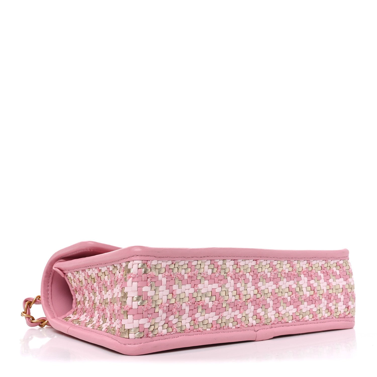 Metallic Lambskin Viscose Woven Flap Pink Gold