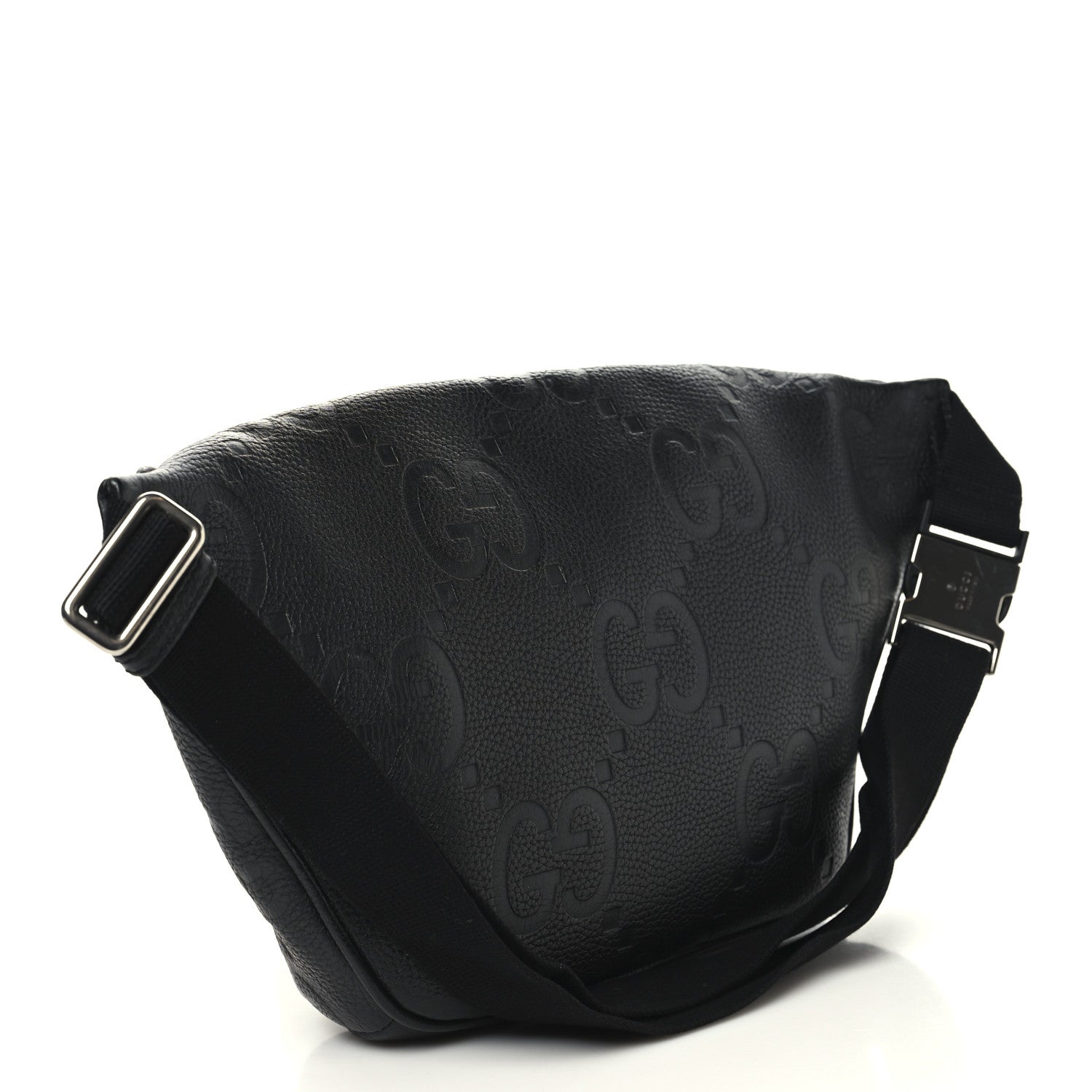 Piuma Calfskin Jumbo GG Embossed Pocket Belt Bag  Black