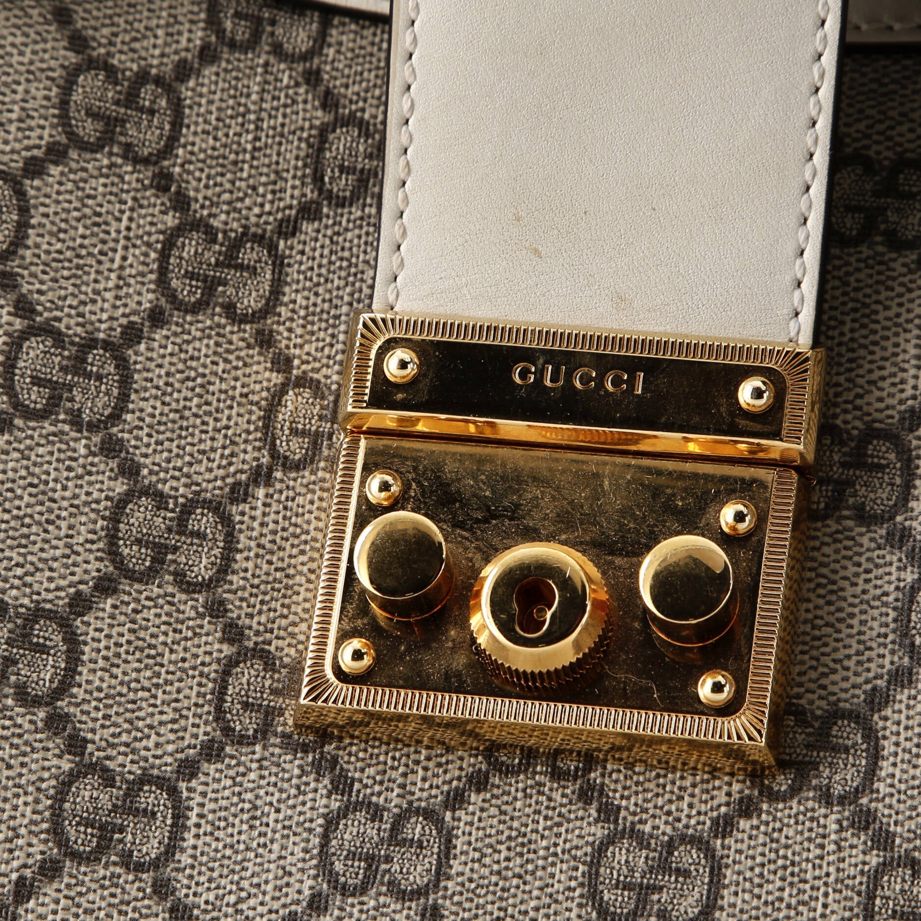 Padlock Chain Tote GG Coated Canvas with Leather Medium