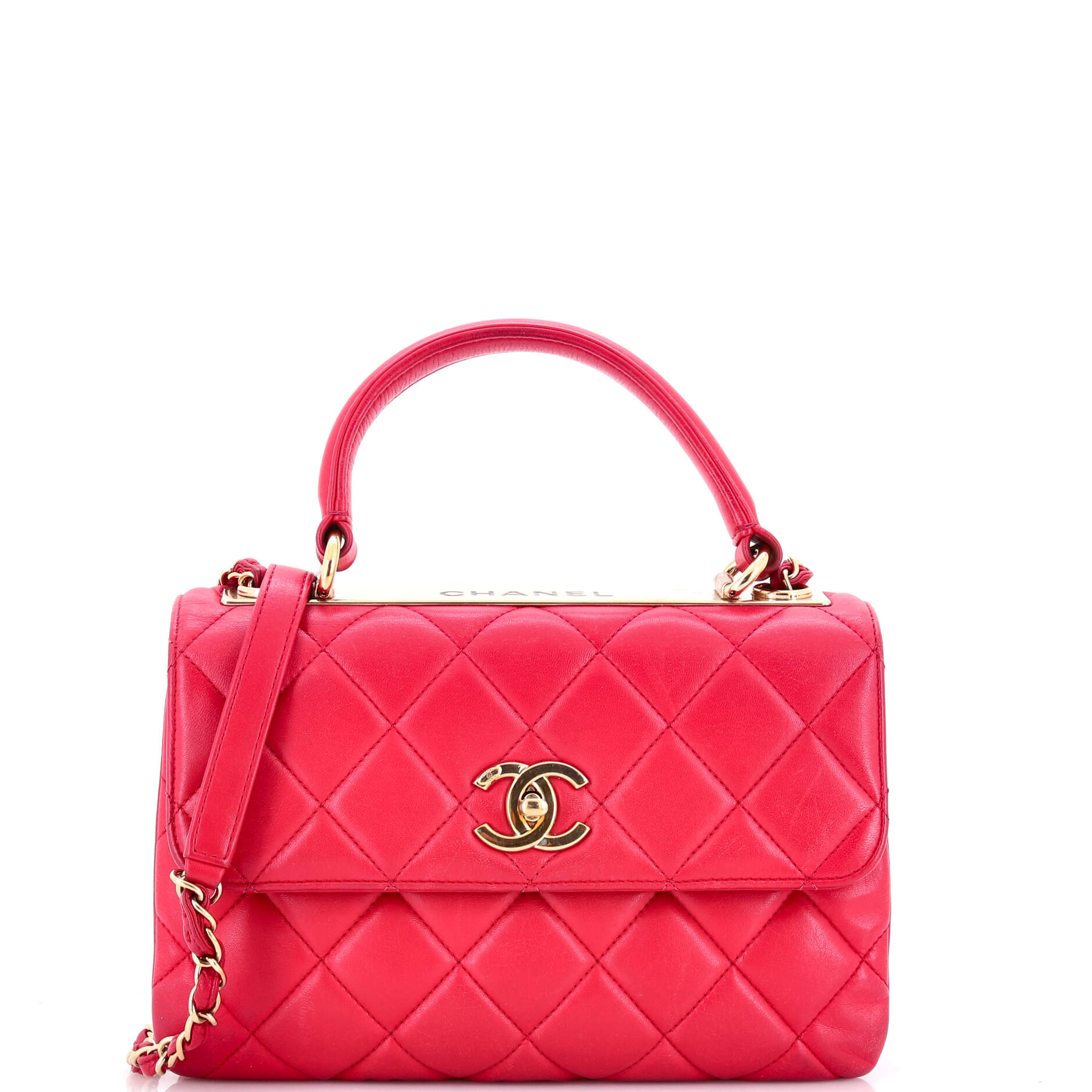 Trendy CC Top Handle Bag Quilted Lambskin Small
